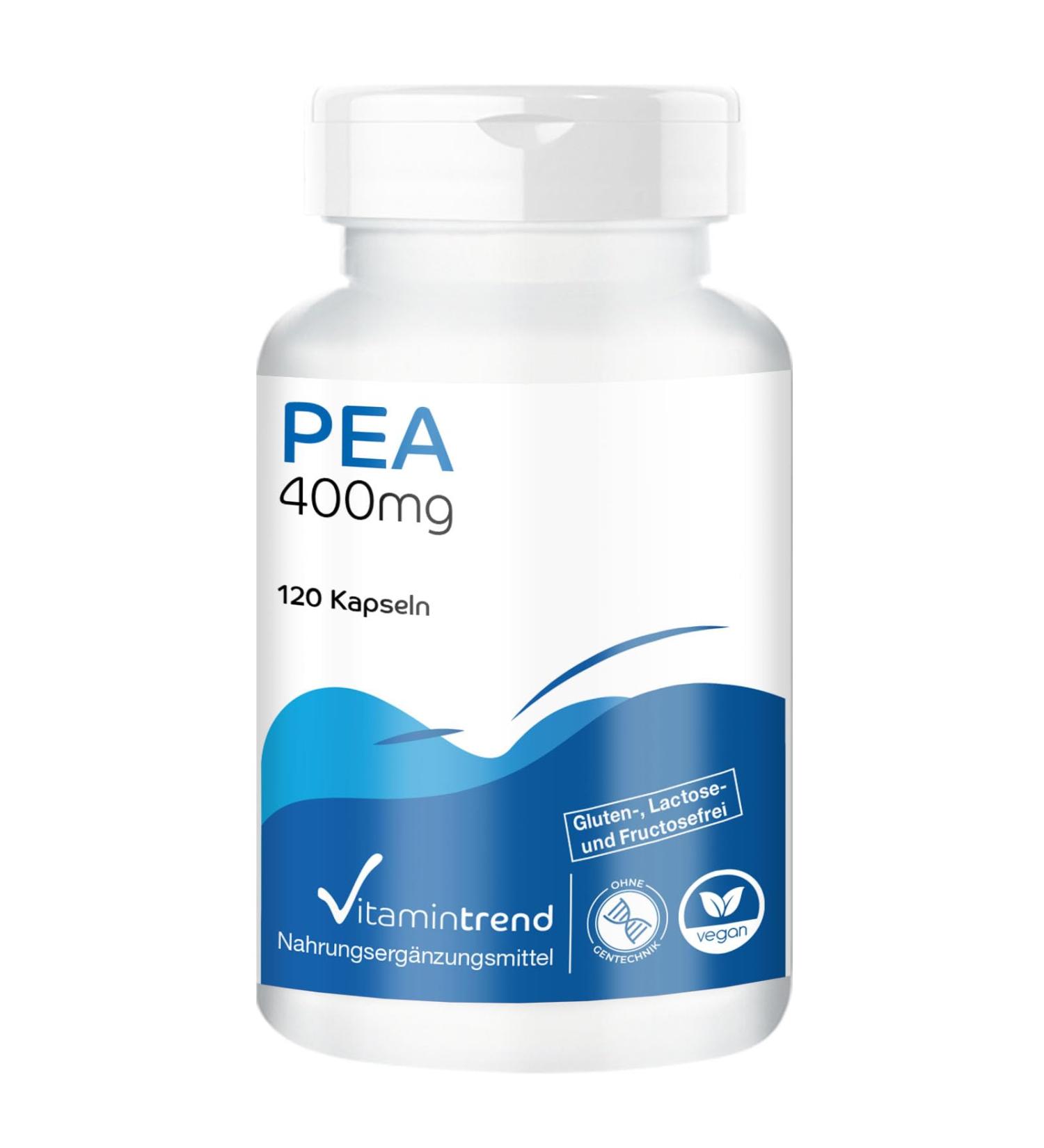  Vitamintrend PEA 400mg - Palmitoiltanolamide - 120 capsules - high dose - vegan - supplements from Germany | Vitamintrend - Buy Online on GoSupps.com