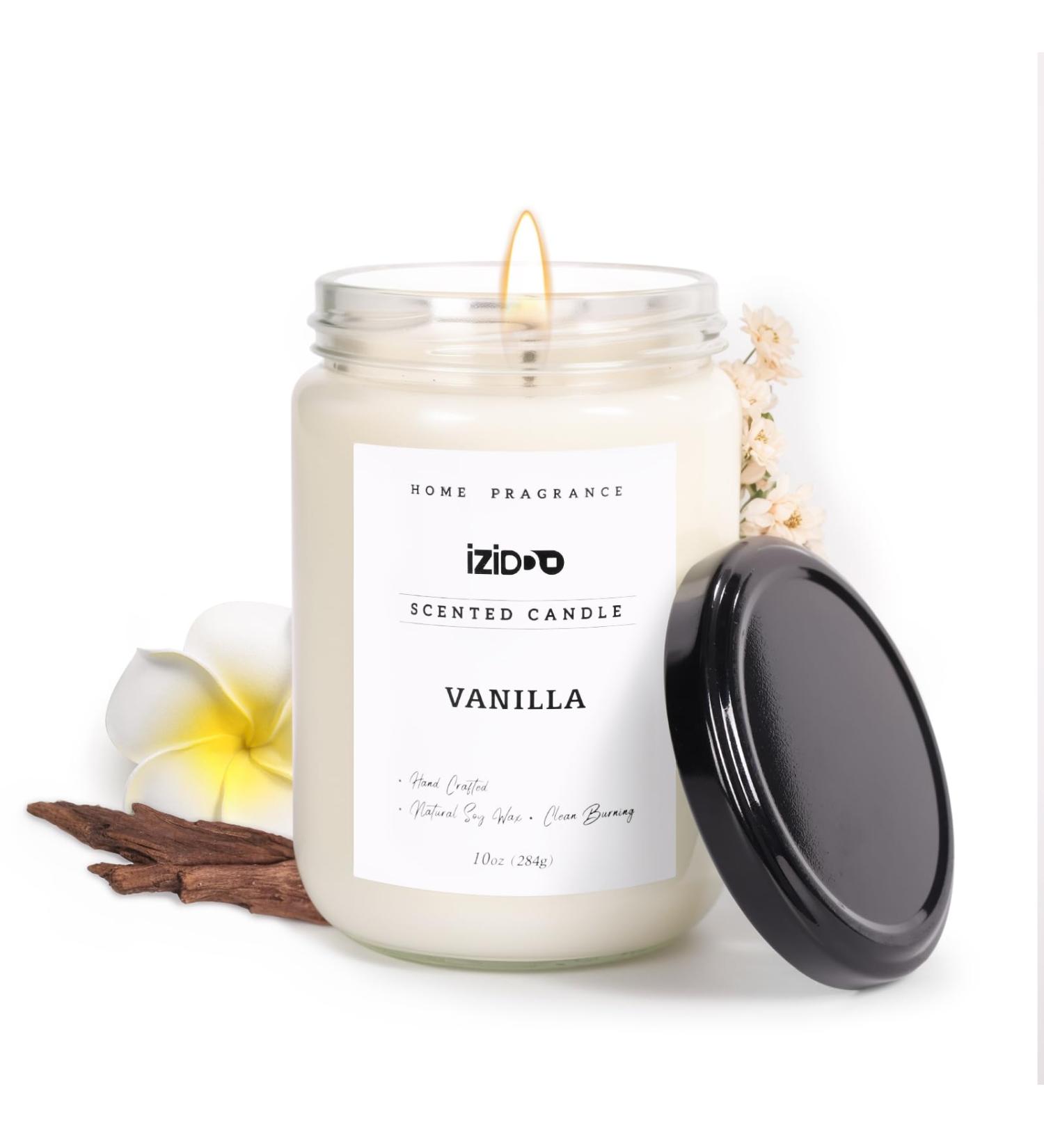 IZIDDO Vanilla Scented Candles - 10 Oz Handmade Gift Set for Home | Extra Strong Fragrance for Women & Men - Buy Online on GoSupps.com