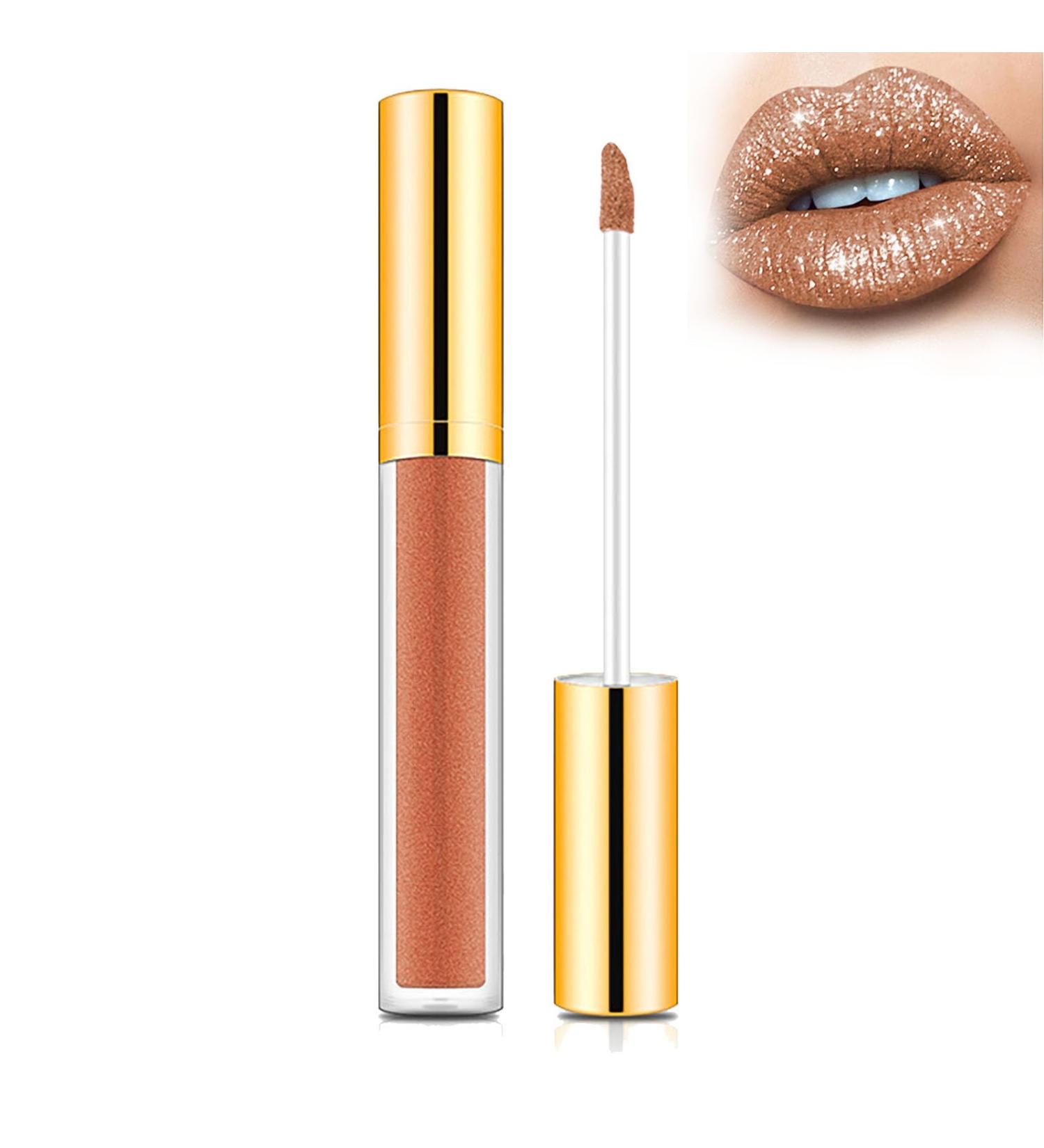 Metallic Liquid Diamond Glitter Lipstick | Long-Lasting Waterproof Lip Gloss - Non-Stick & Fade Resistant (A 0.21 fl oz) - Shop Internationally - Buy Online on GoSupps.com