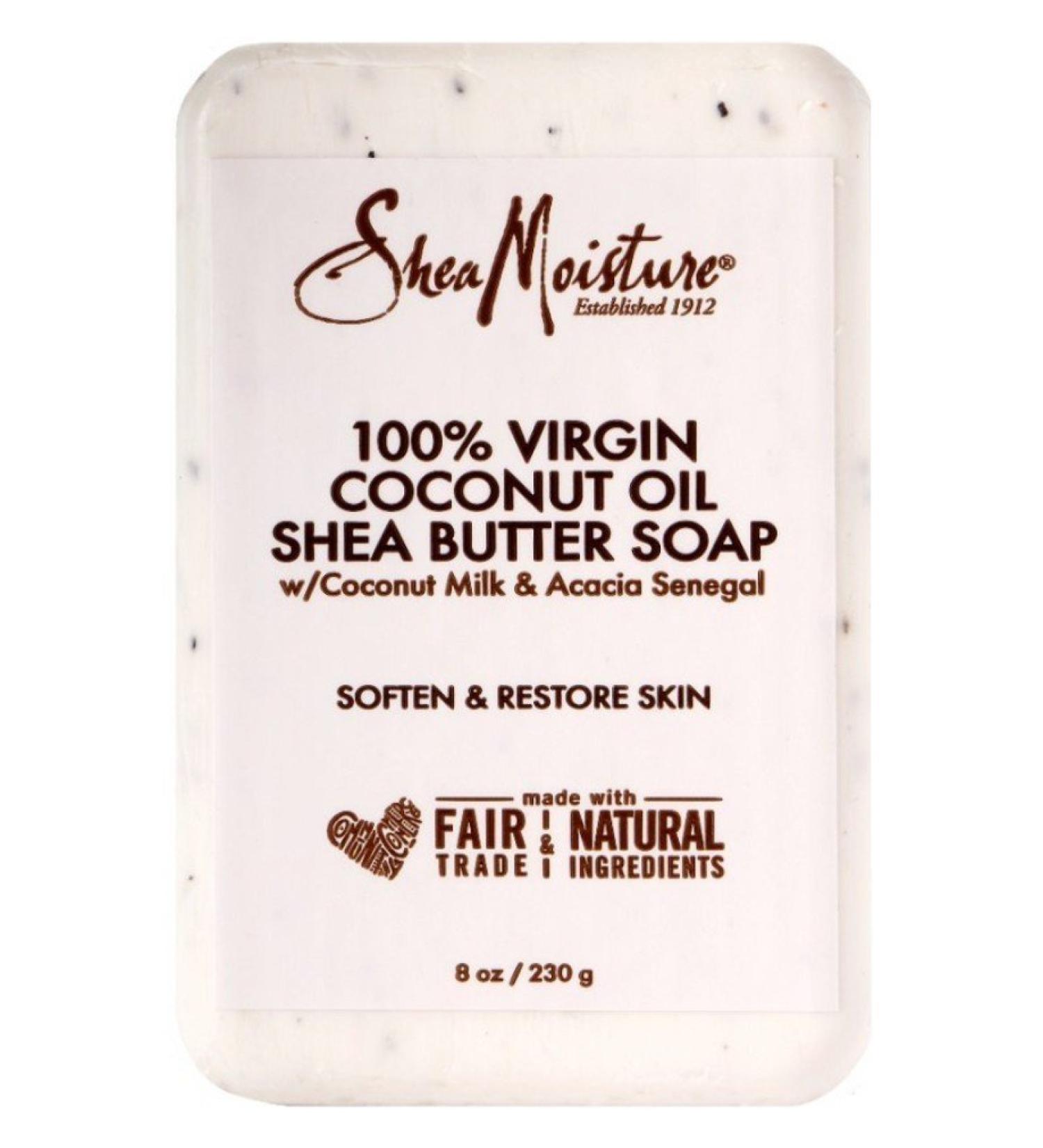 Shea Moisture Soap 8 Ounce Bar 100% Virgin Coconut Oil & Shea (236ml) (2 Pack)