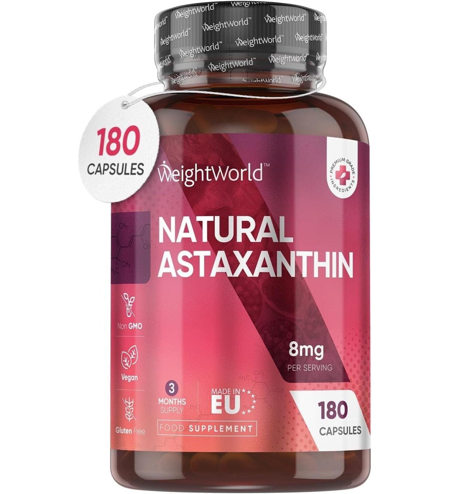 Astaxanthin 8mg (180 Vegan Capsules) High Strength Antioxidant Supplement - Buy Online on GoSupps.com
