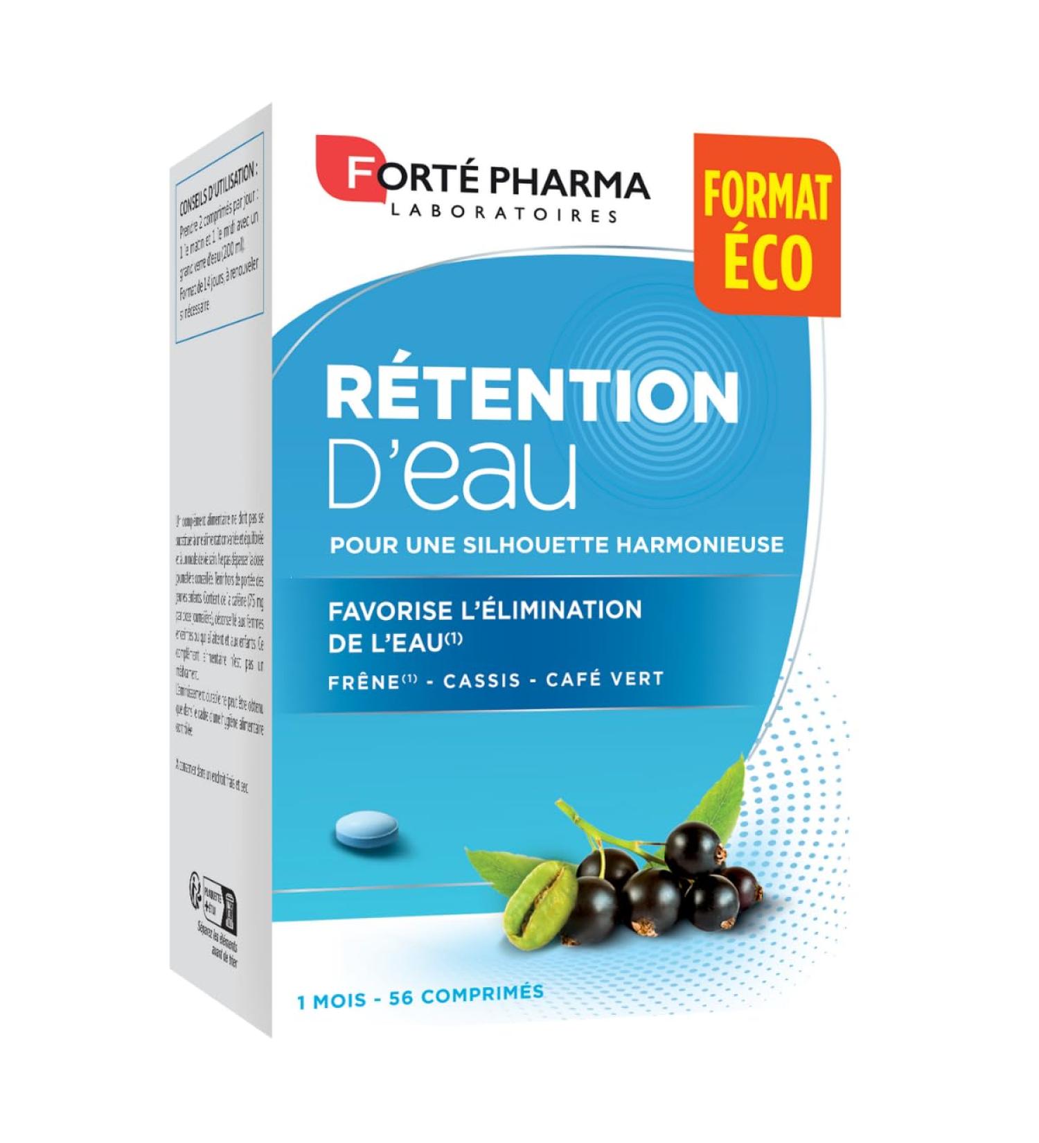 Fort Pharma - Water Retention | Elimination and Drainage Supplement with Ash Blackcurrant and Green Coffee | Weight Loss Aid - Vitamins and Minerals | 56 tablets - Buy Online on GoSupps.com