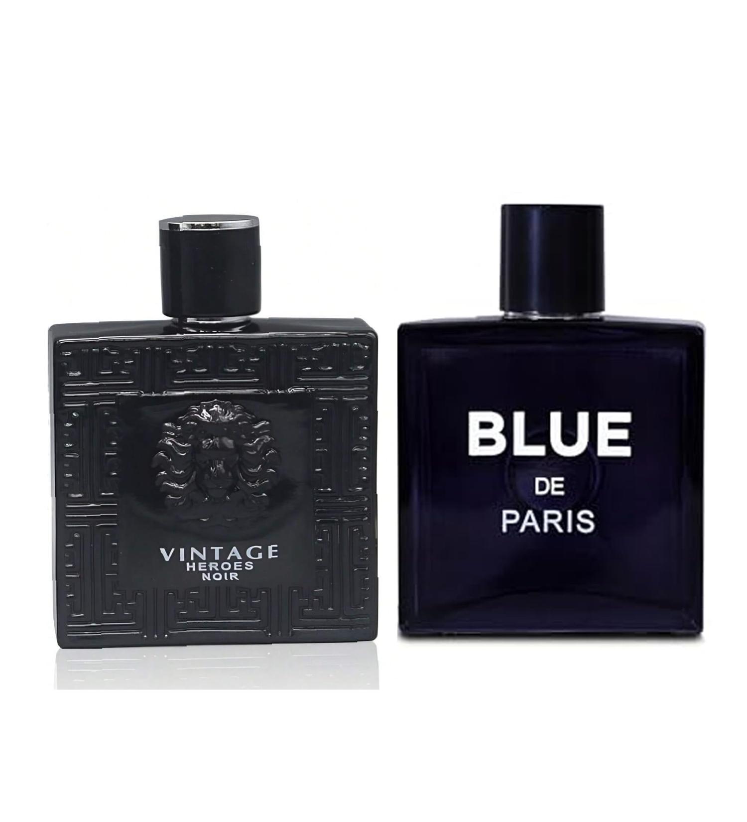 Vintage Heroes Noir&Blue De Paris Combo Cologne for Men/Eau de Parfum Natural Spray Top Notes of Green Apple and Lemon Middle Notes of Tonka Bean Base Notes of Geranium- Natural Spray 100ML - Buy Online on GoSupps.com