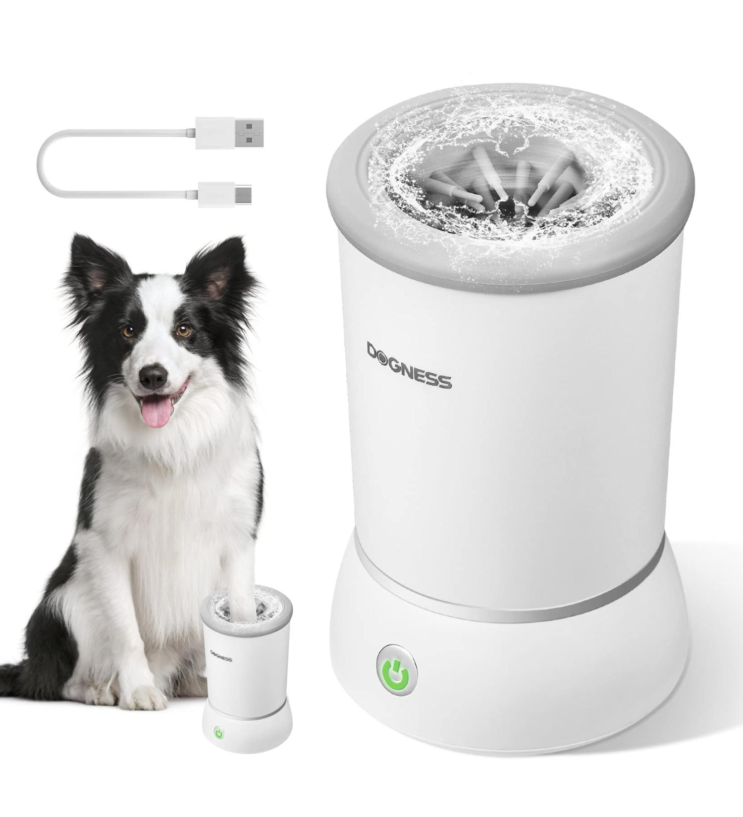 Portable Automatic Dog Paw Cleaner with Soft Silicone Bristles - Ideal for Small & Medium Sized Dogs - White - Buy Online on GoSupps.com