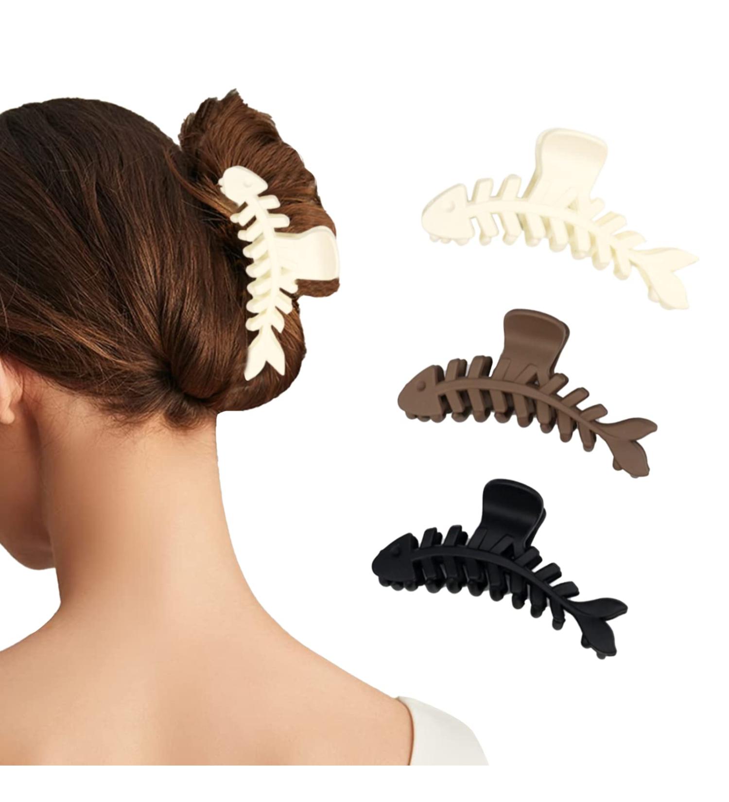 ANQSYY Resin Fish Bone Hair Claw Clips - Large Size, Non-slip, Fashion Hair Accessories for Women & Girls - Buy Online on GoSupps.com