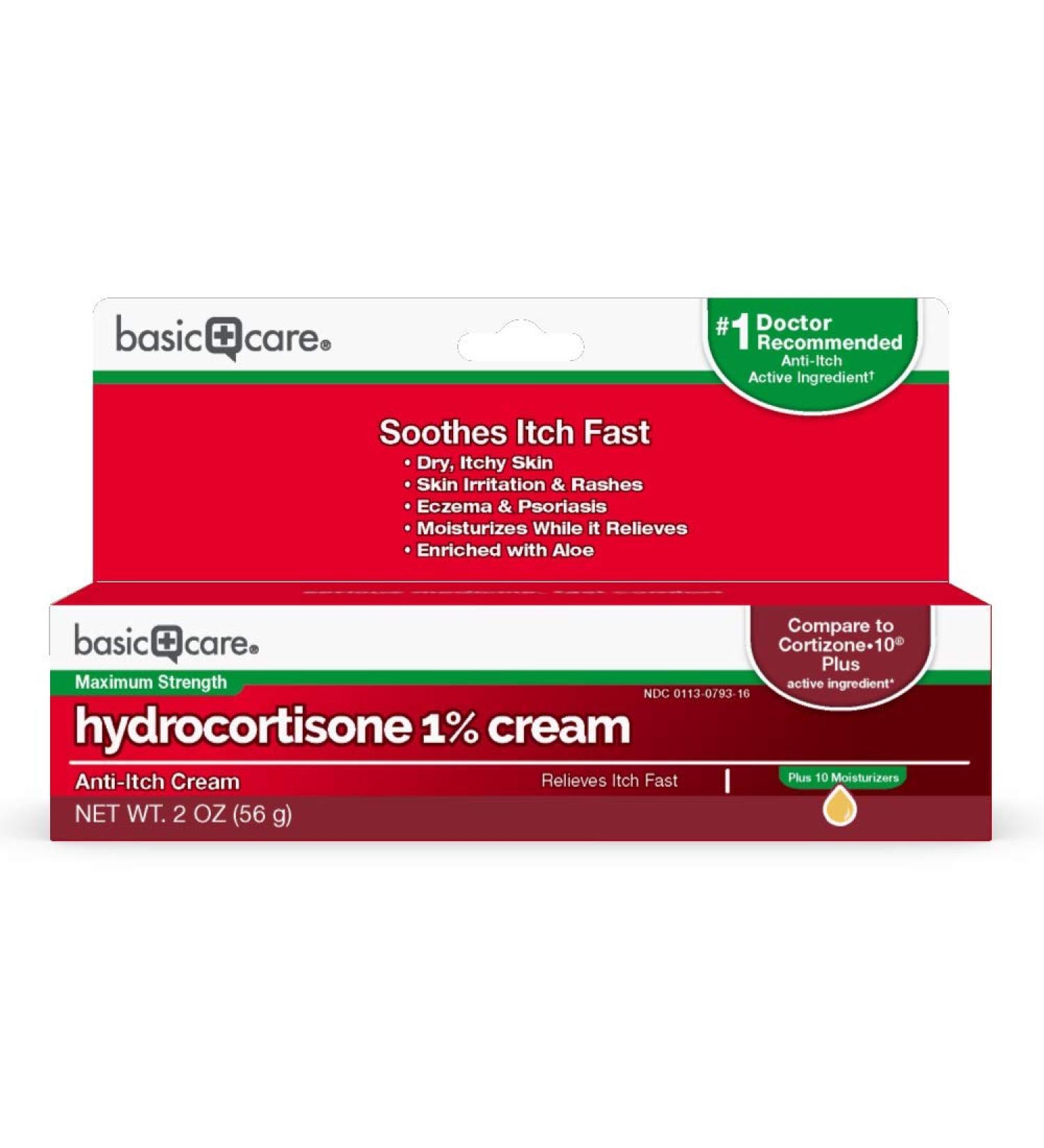Amazon Basic Care Maximum Strength Hydrocortisone 1% Anti-Itch Cream | Eczema, Psoriasis, Poison Ivy, Bug Bites Relief | 2 oz (Pack of 1) - Buy Online on GoSupps.com