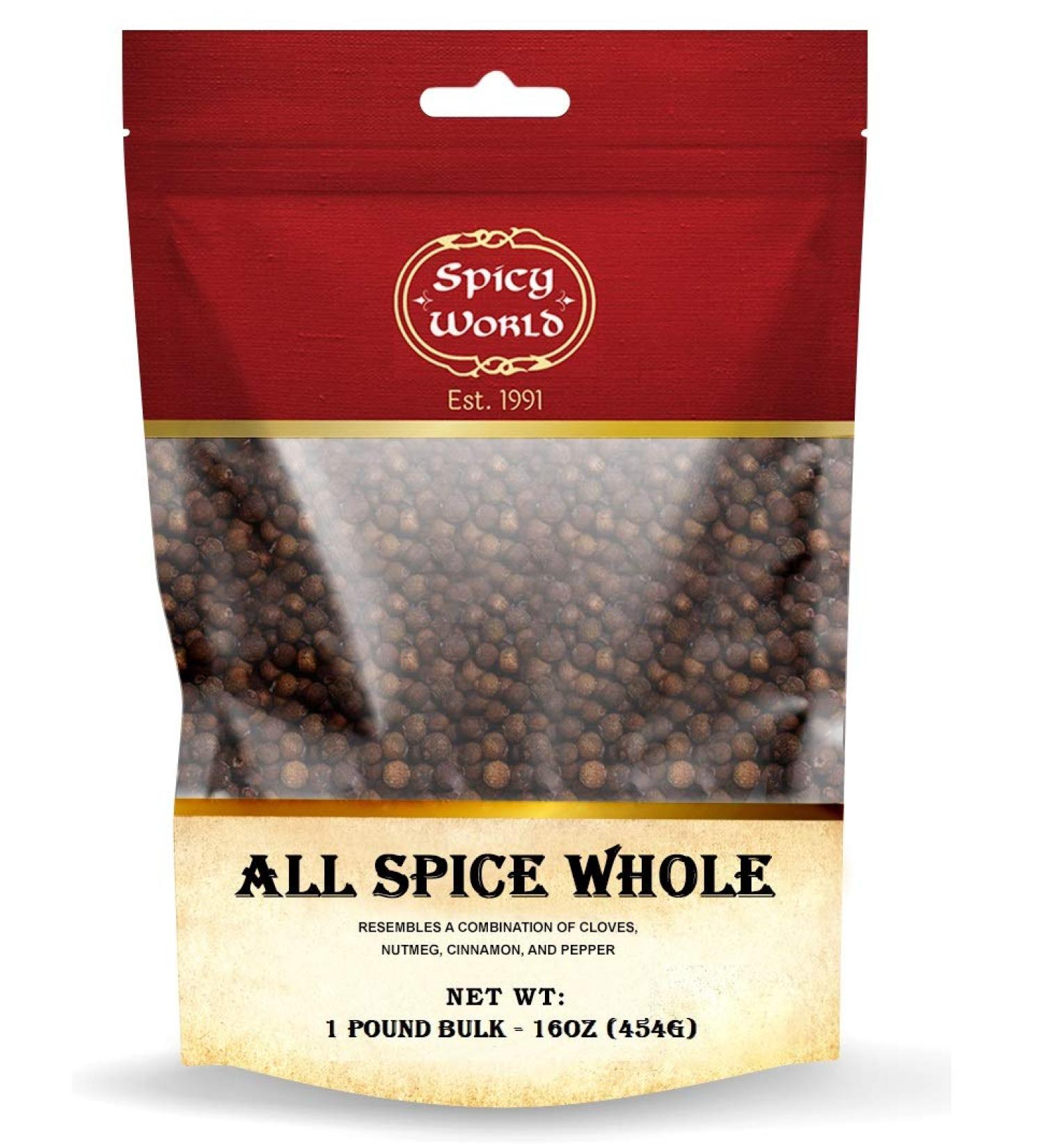 Spicy World Whole Allspice Berries - 1 Pound Bulk Resealable Bag | Premium All Spice for Cooking and Baking - Buy Online on GoSupps.com