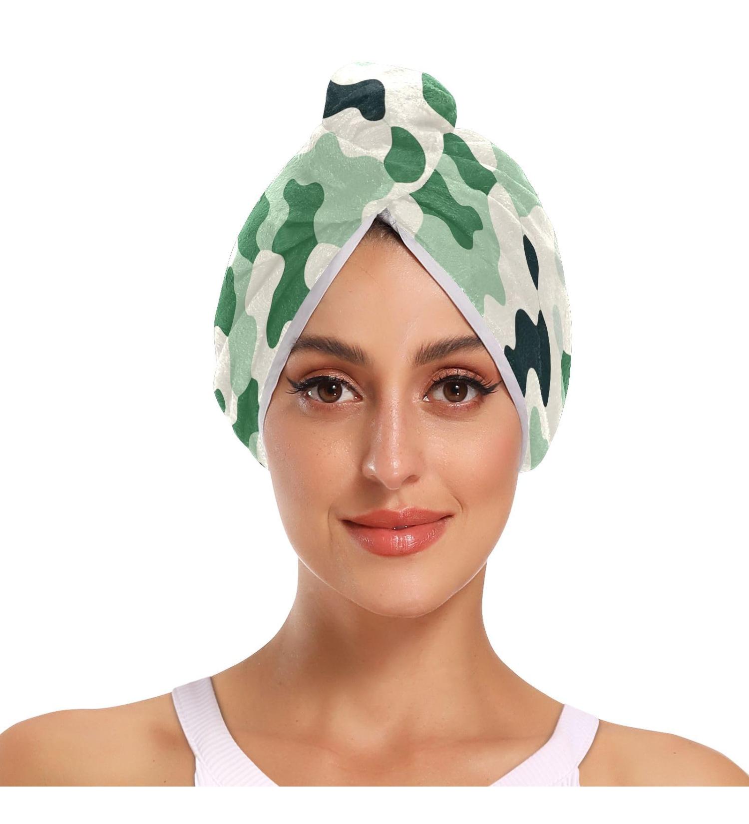Black Green Teal Graffiti Hair Towel 2 Pack | Super Absorbent Quick Dry Hair Turbans for Women & Girls - Buy Online on GoSupps.com