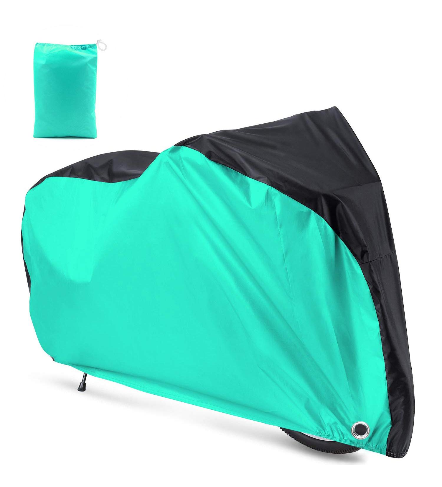 Roctee XL Bicycle Cover - Waterproof, Wind, Rain, Snow Proof - Outdoor Bike Cycle Cover with Storage Bag - 78.7''x27.6''x43.3'' - Black & Aqua Green - Buy Online on GoSupps.com