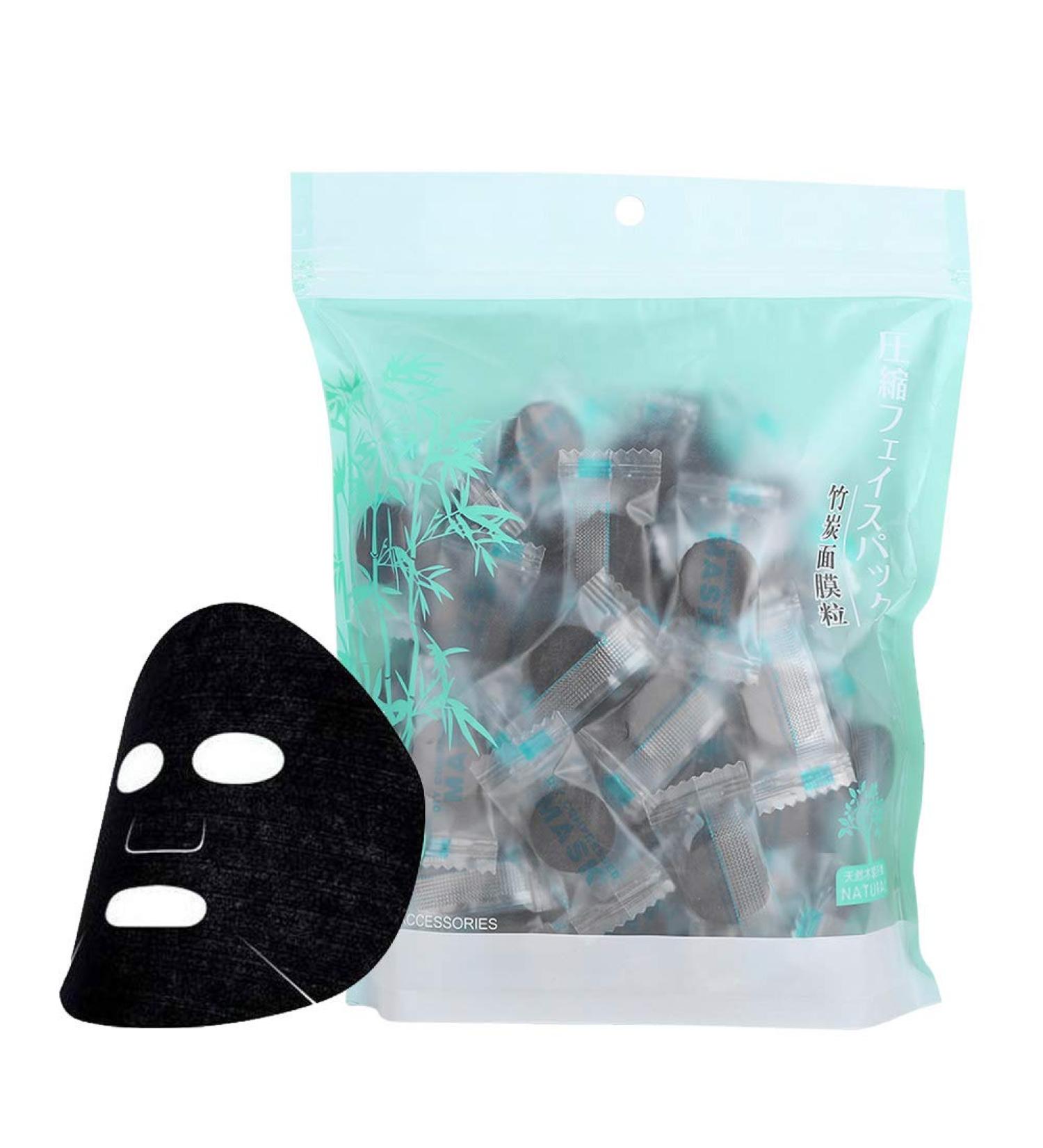 100 Pieces Ultra-Thin Compressed Facial Masks | DIY Beauty Mask with Black Charcoal & Bamboo | Moisturizing & Brightening - Buy Online on GoSupps.com