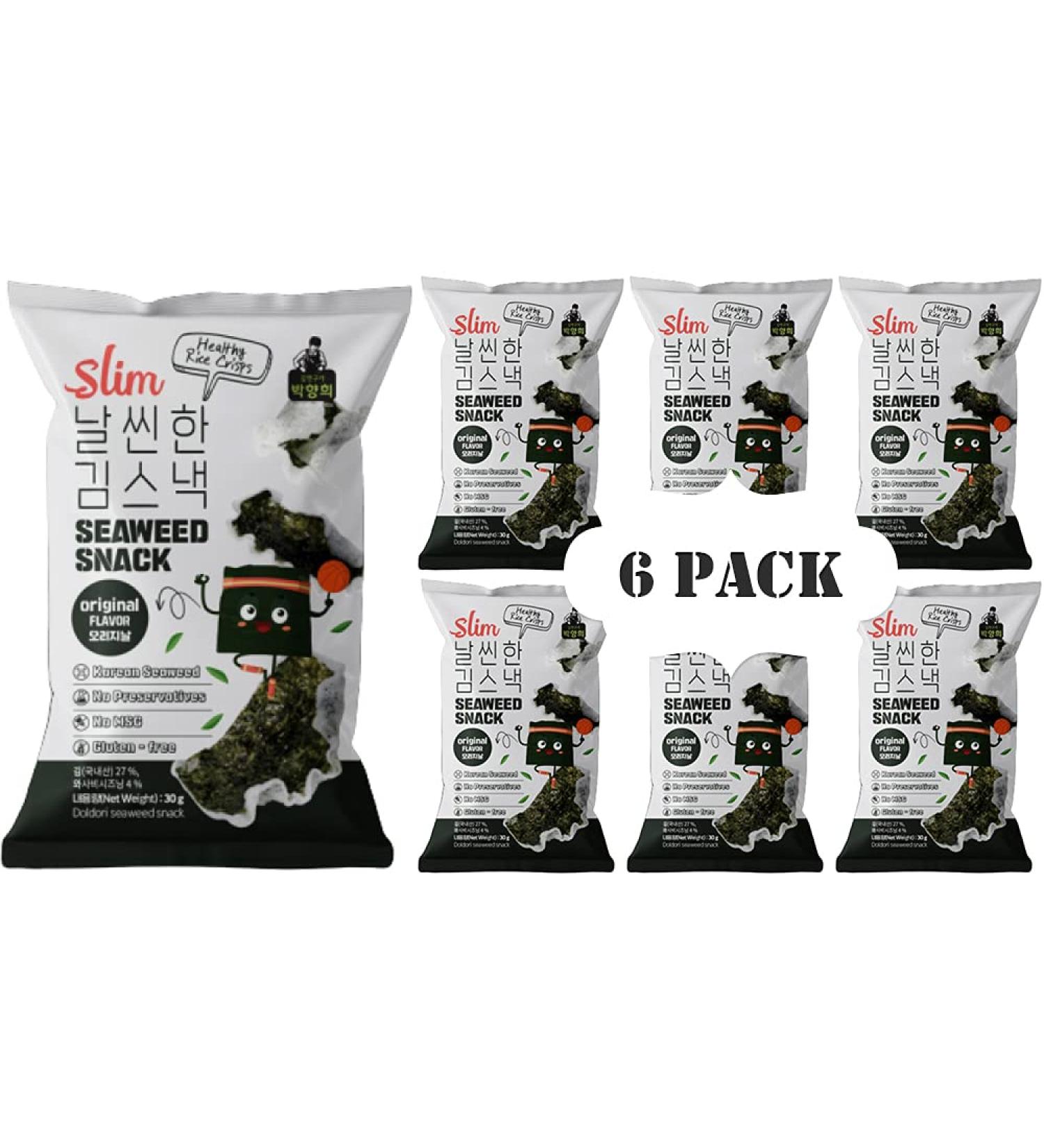 Master Hee's Slim Seaweed Crisps 30g (6-Pack) - Gluten-Free & Vegan Seaweed Snacks | Tempura Seaweed - Original Flavor - Buy Online on GoSupps.com