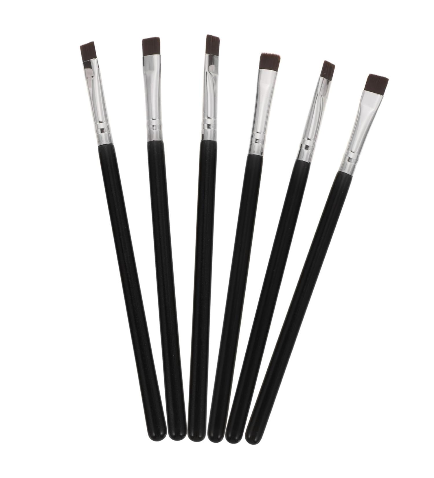 DRESSOOS 6pcs Flat Eyebrow Brush Eye Brush Makeup Eyeshadow Brush Eyeliner Makeup Brush Black Wooden Handle - Buy Online on GoSupps.com