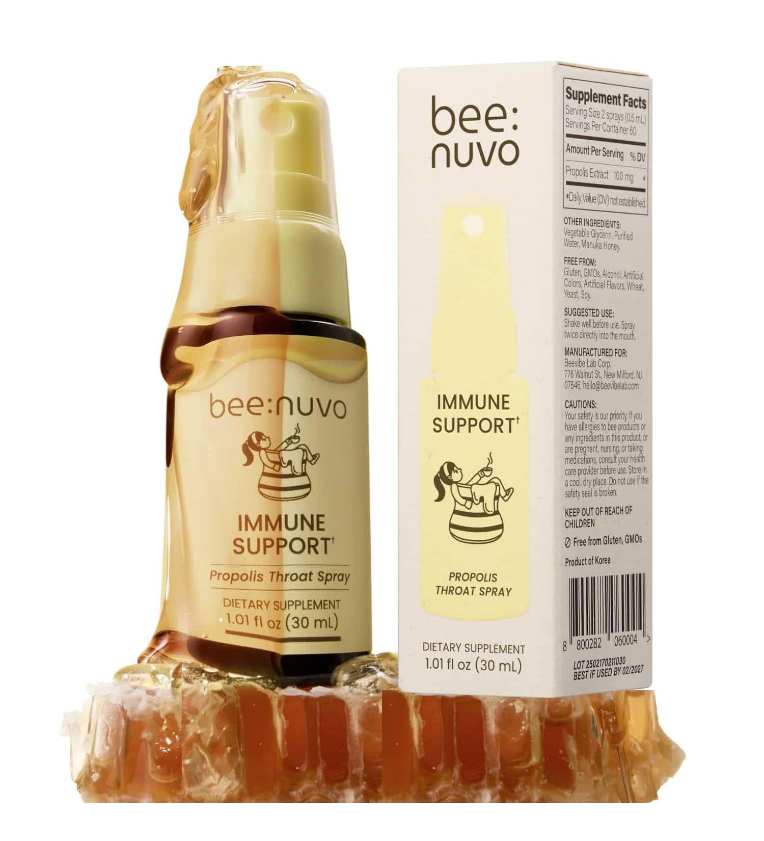 beenuvo Propolis Throat Spray Bee Propolis & Manuka Honey Soothing Throat Comfort Immune Support Gluten-Free Alcohol-Free Non-GMO Keto 1.01 fl oz - Buy Online on GoSupps.com