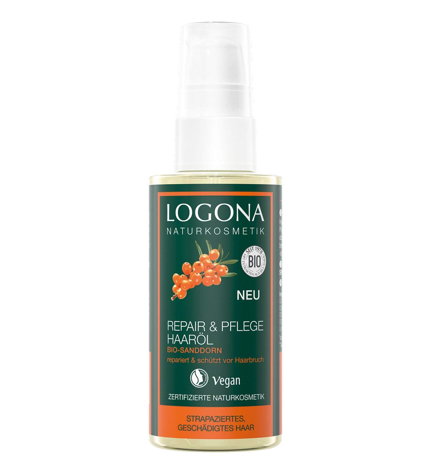 LOGONA Natural Cosmetics Sea Buckthorn Hair Oil - Organic Intensive Repair for Dry Damaged Hair - 75 ml - Buy Online on GoSupps.com