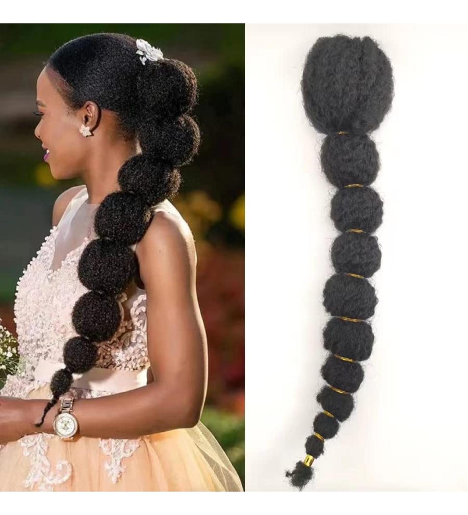 Miyamarch 18 Drawstring Ponytail for Black Women - Bubble Lantern Braid Protective Style Hair Extension - Afro Puff Curly Braided Clip-On Ponytail (18 Inch 1B) - Buy Online on GoSupps.com