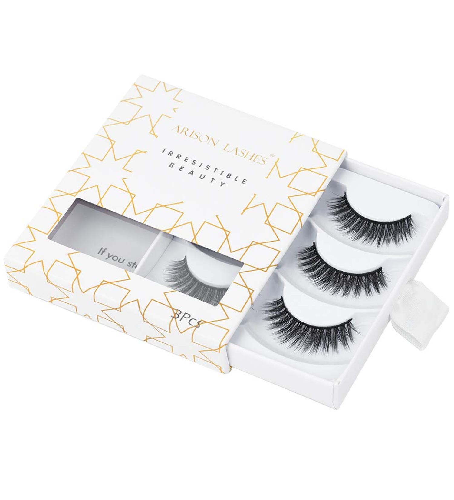 3D Natural Thick Long Eyelash Extensions - Handmade Black Arison Lashes | 3 Pairs for Makeup & Cosplay - Buy Online on GoSupps.com