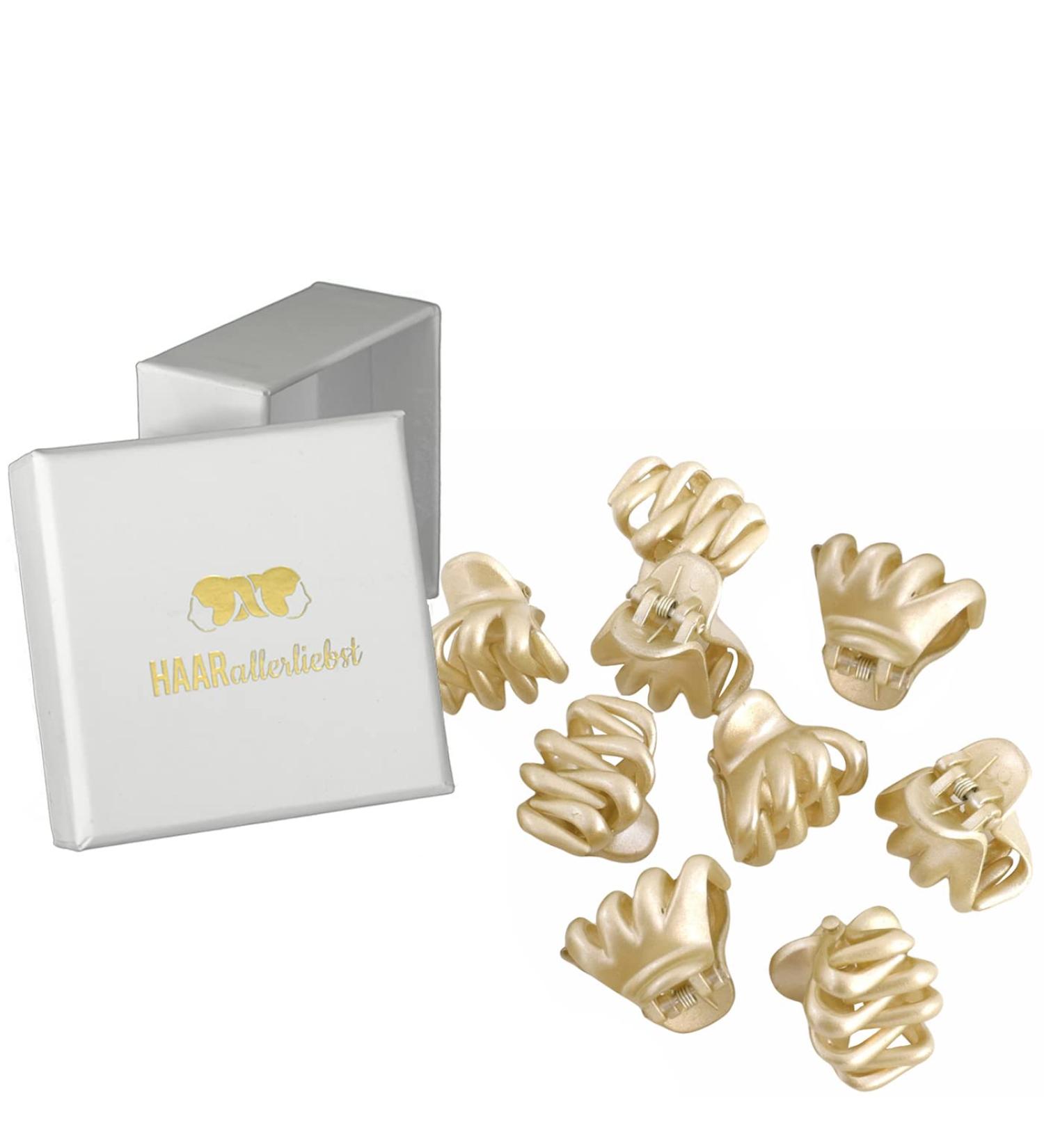 HAARallerliebst hair clips (9 pieces | gold shimmering | 2.4 cm) including box for storage