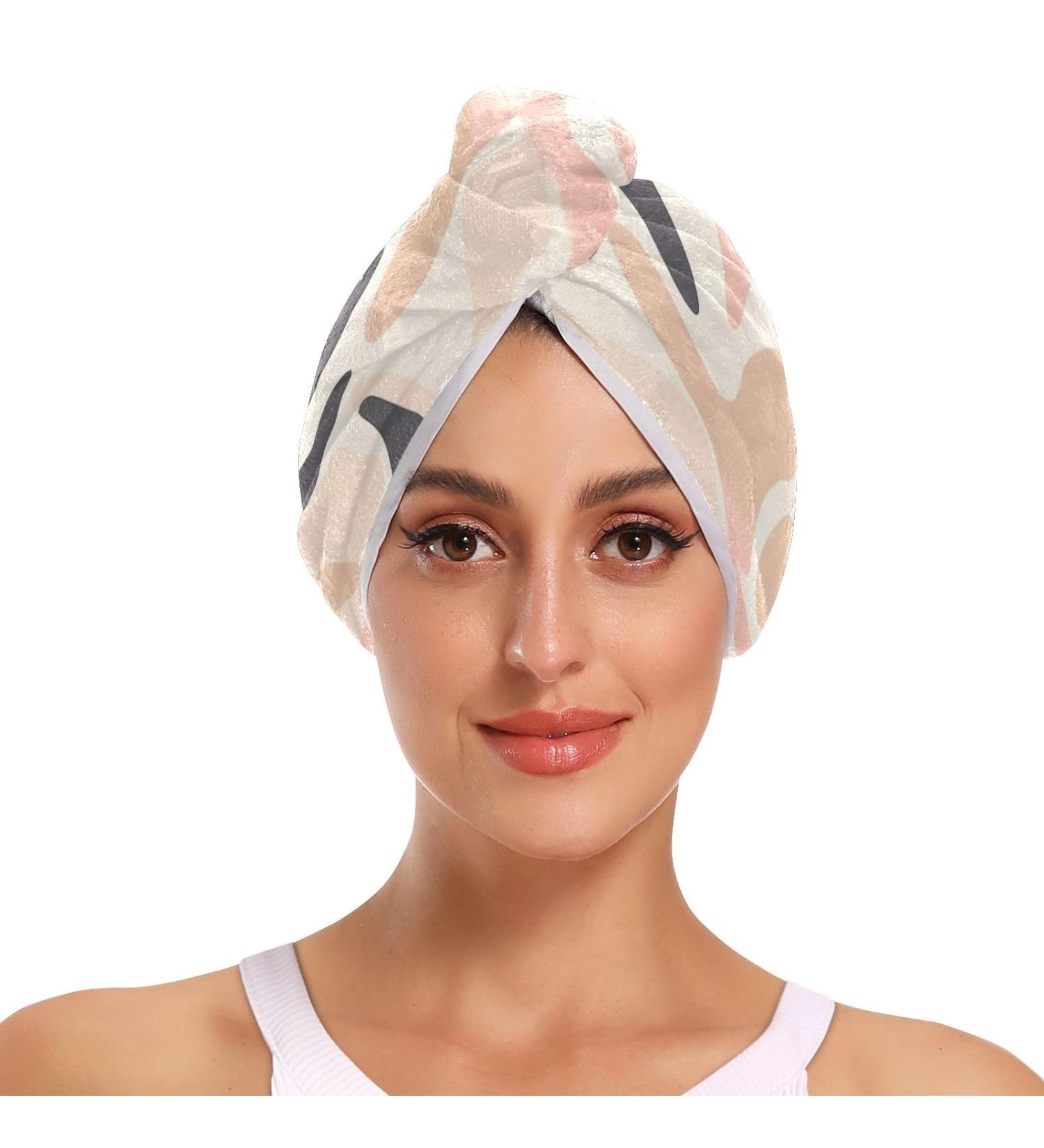 Super Absorbent Pink Beige Grey Hair Towels - Quick Drying Turbans 2 Pack for Women & Girls - Buy Online on GoSupps.com
