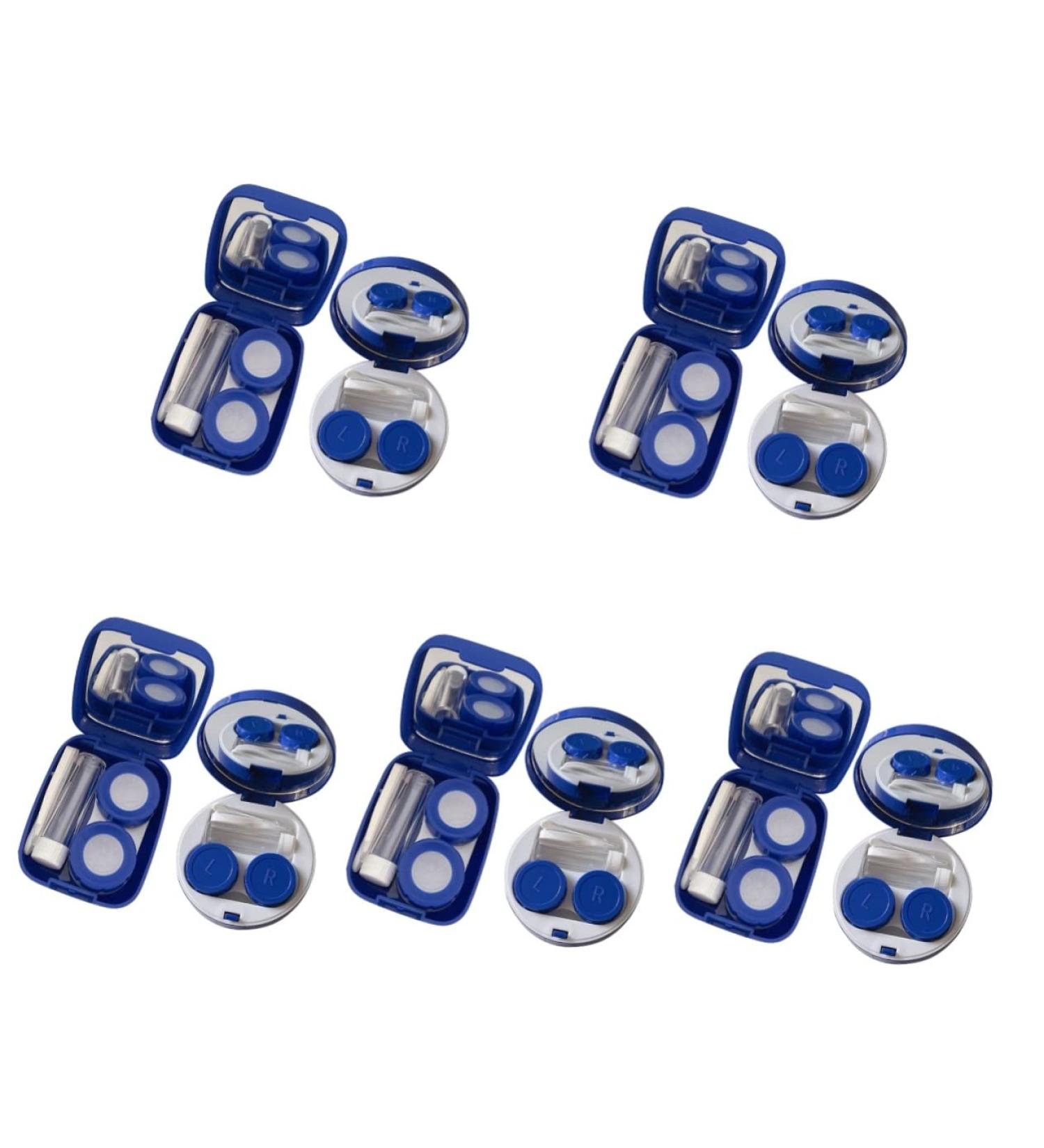 Buy Healeved Contact Lens Solution Bottle - 10pcs Color Makeup Container - Plastic Organizer Box for Travel - Blue Cosmetic Holder with Tweezers - Buy Online on GoSupps.com