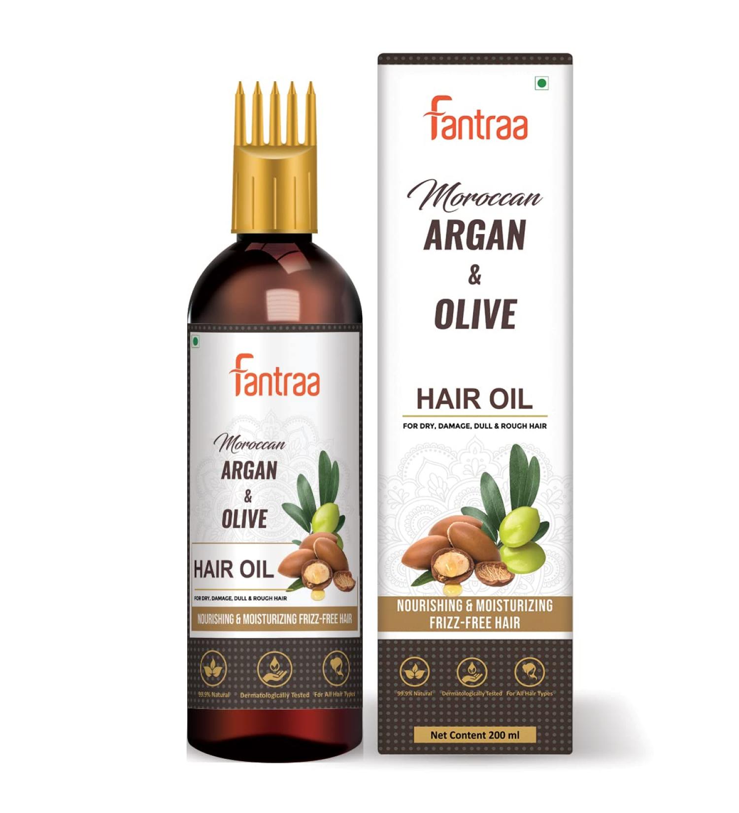Moroccan Argan Hair Oil with Olive & Jojoba for Dry Damaged Hair - 200 ml | Nourish & Restore - Buy Online on GoSupps.com