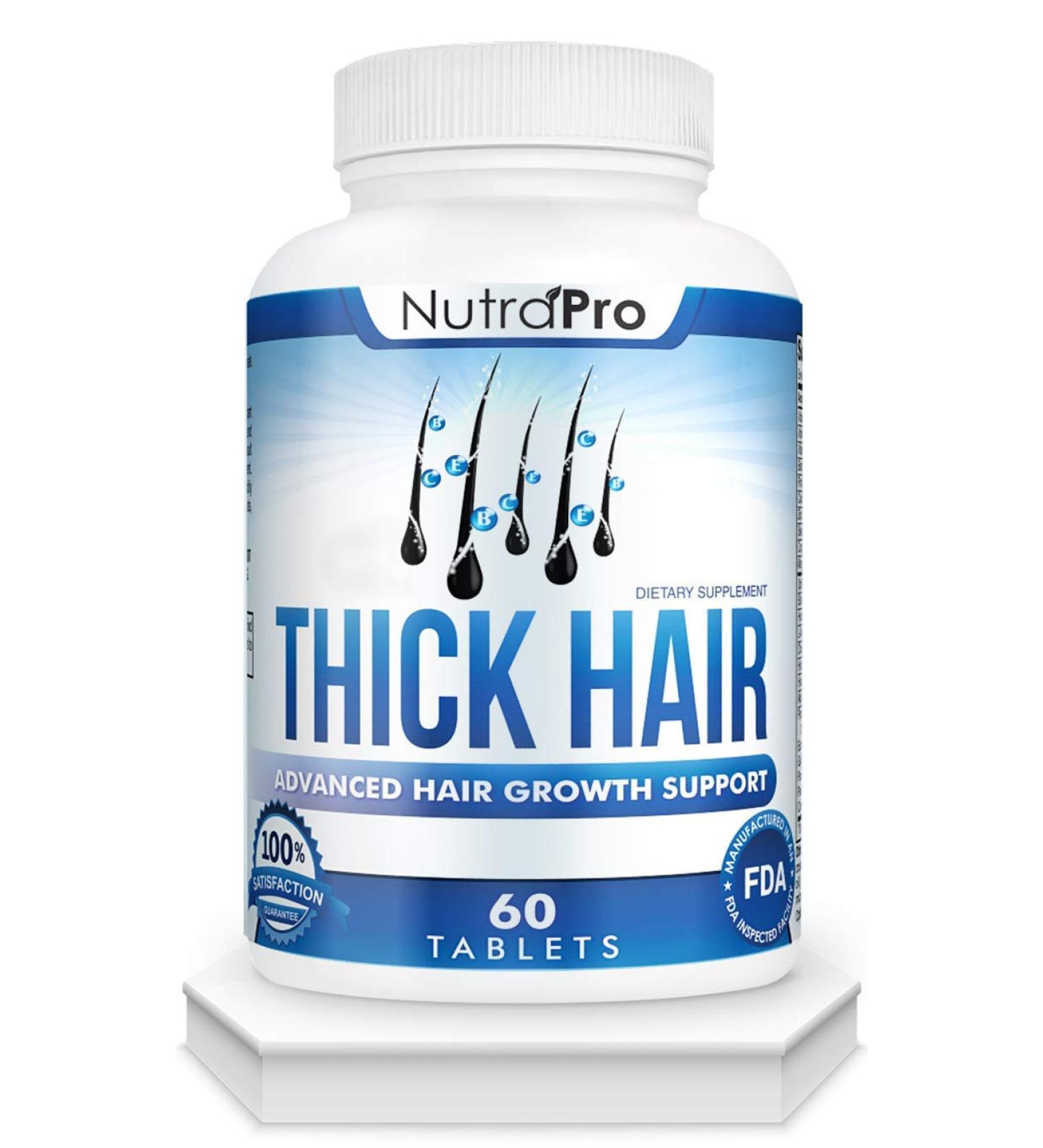 Thick Hair Growth Vitamins with DHT Blocker | Biotin, Keratin & Collagen Hair Supplements for Faster Growth | Men & Women | 60 Count - Buy Online on GoSupps.com