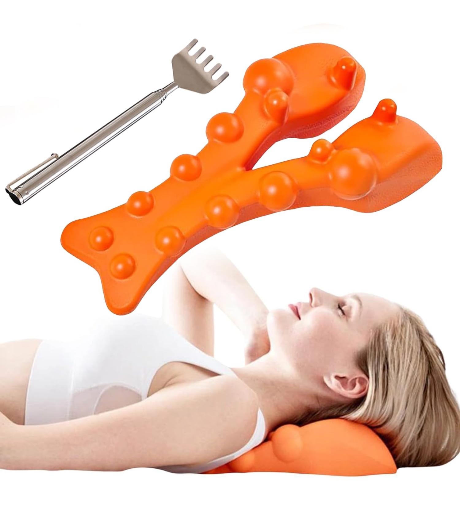 Therapy Trigger Point Massage Device for Shoulder & Neck Fatigue Relief | Relax Body & Mind | Includes Retractable Itching Scraper (Orange) - Buy Online on GoSupps.com