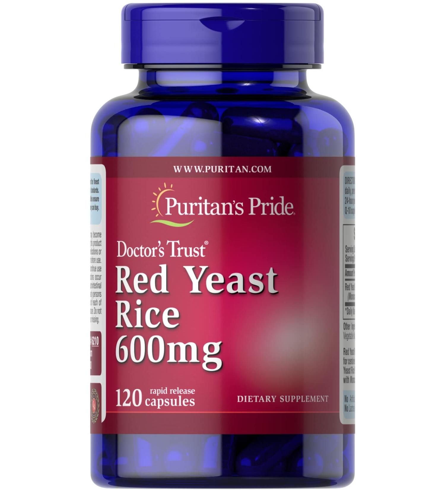 Puritan's Pride Red Yeast Rice 600mg - 120 Count | Natural Cholesterol Support - Buy Online on GoSupps.com