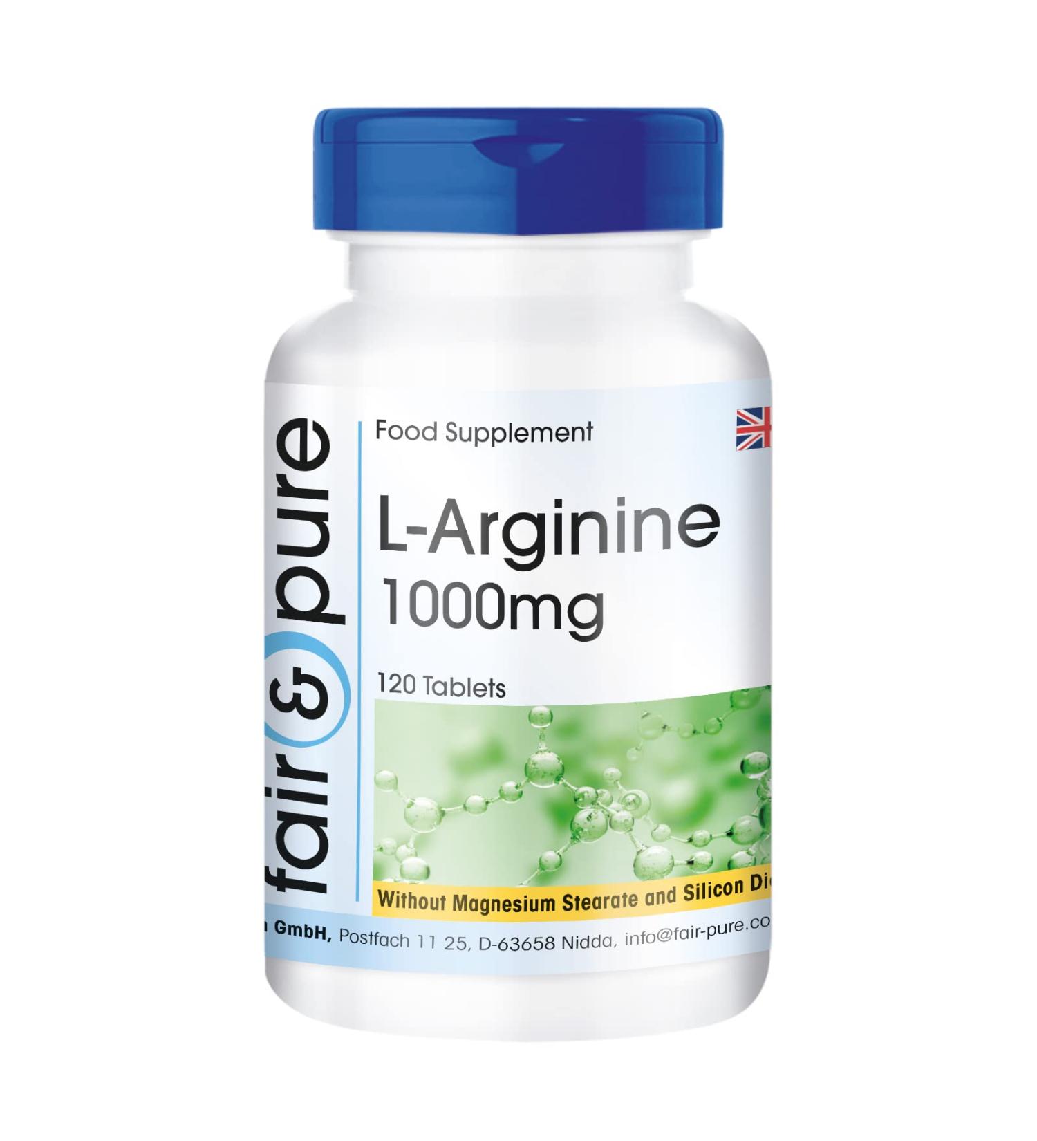 Fair & Pure L-Arginine 1000mg High-Dose Supplement - 120 Tablets - Buy Online on GoSupps.com