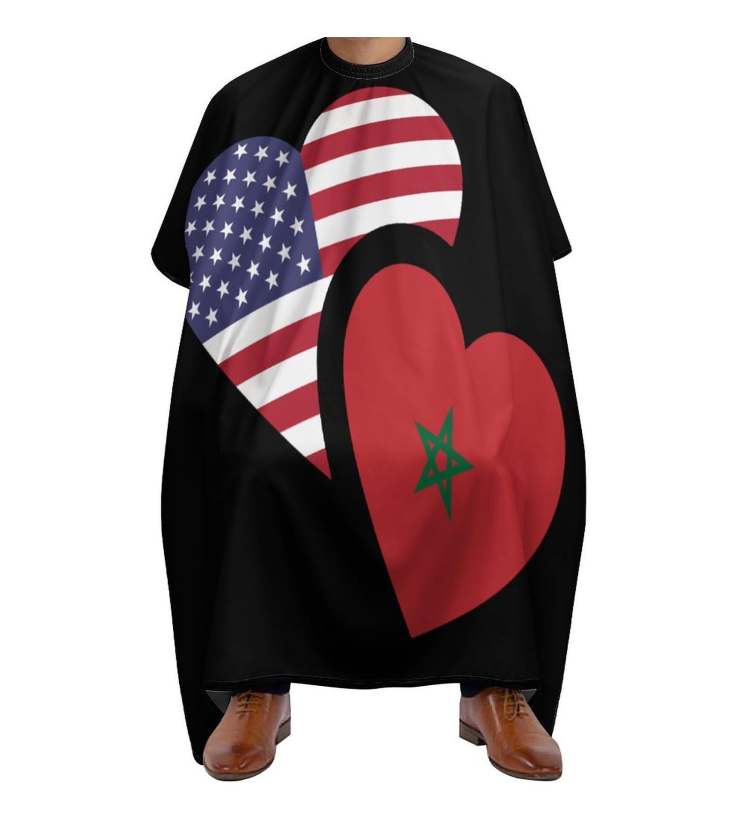 Morocco US Flag Hair Cutting Cape Apron - Professional Salon Barber Hairdressing with Snap Closure - Buy Online on GoSupps.com