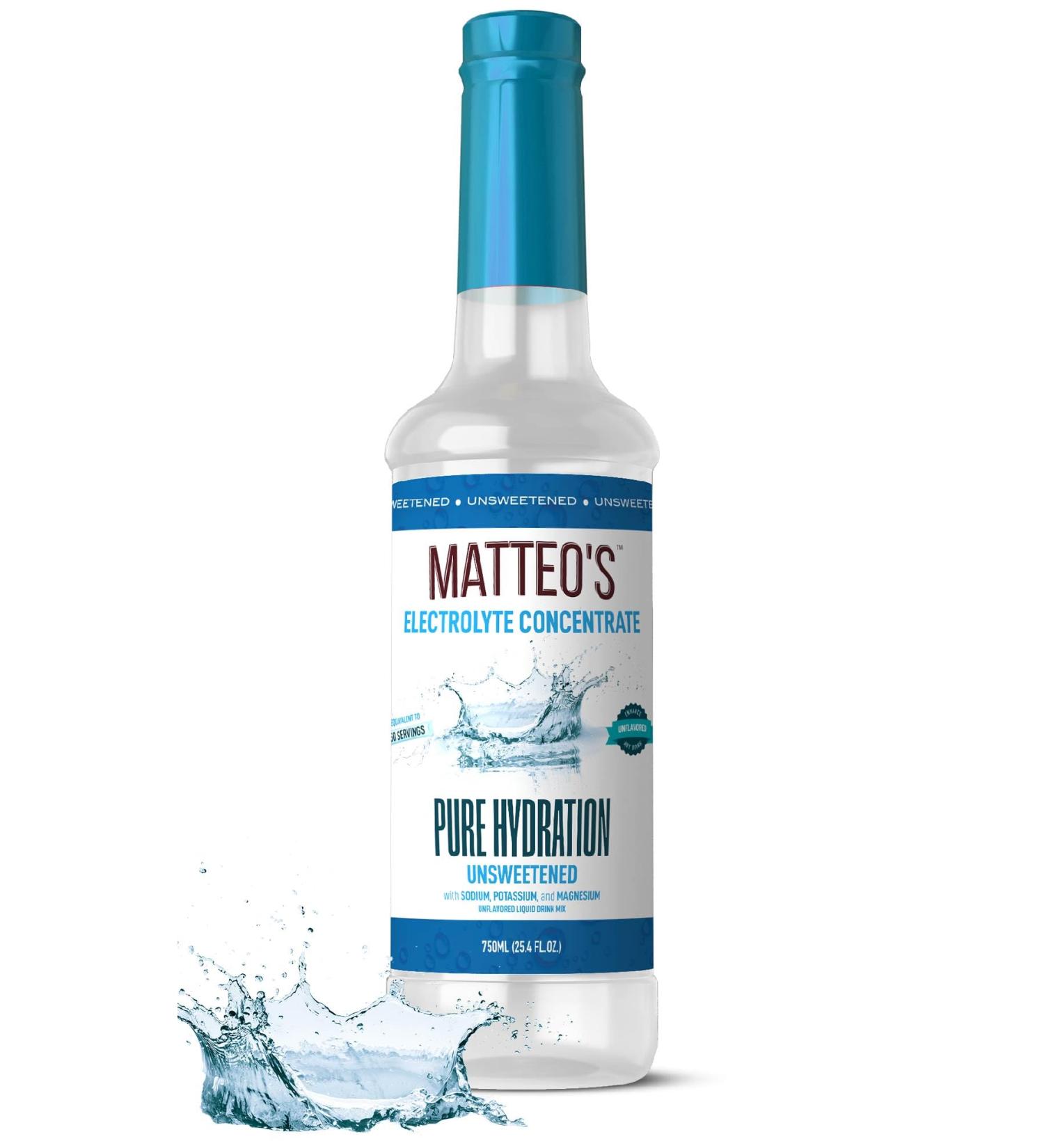 Matteo's Sugar-Free Hydration Concentrate - Electrolyte Drink for Quick Rehydration & Endurance Ideal for Workouts Travel Heat & Sun Delicious with Vitamins & Nutrients Plain Flavor 750ml 1-pack 750 ml (Pack of 1) - Buy Online on GoSupps.com