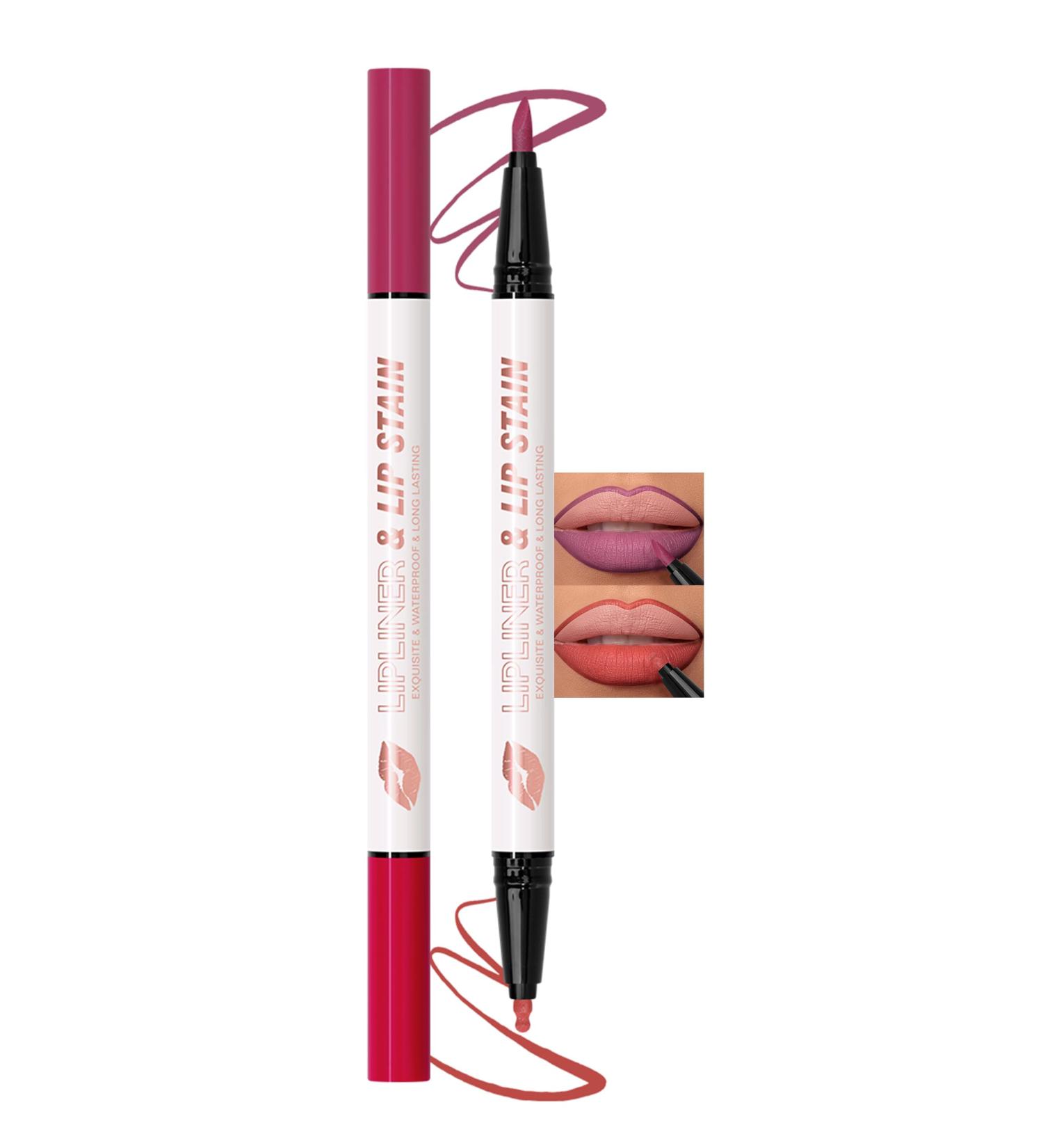 bark Erinde Lip Marker Waterproof Lip Liner 2 Colors Double Head Long Lasting Matte Lip Liner Liquid Highly Pigmented Lipstick Waterproof Makeup Lip Pencil 05 - Buy Online on GoSupps.com