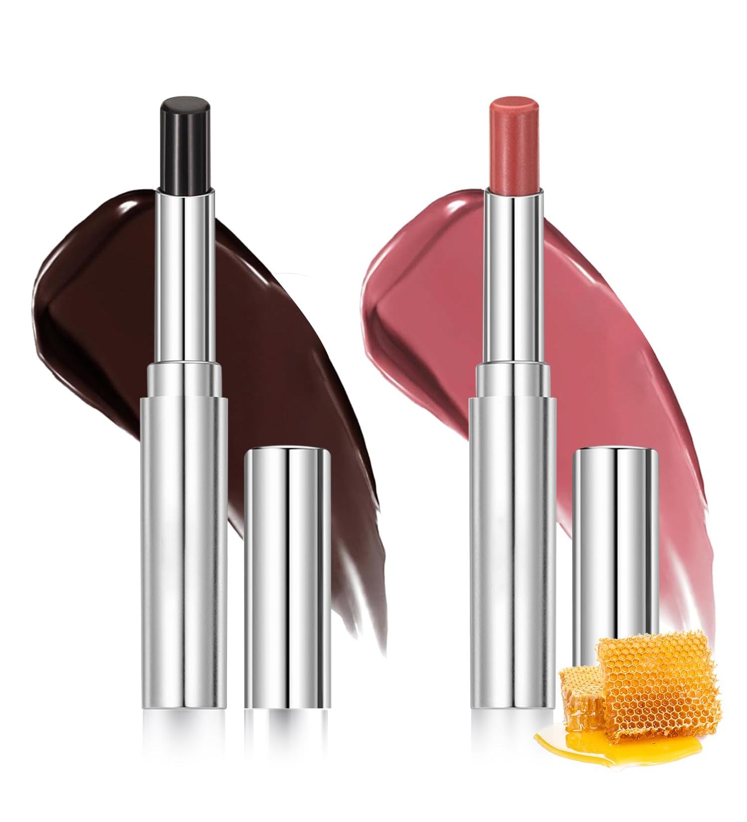 2PCS Honeynoir Honey Lipstick Lip Balm Set | Sheer Hydrating Lipstick for All Skin Tones Nourishing Lip Balm | Natural Lip Care for Dry Lips | Long-Lasting Moisturization Non-Sticky(Black & Pink) - Buy Online on GoSupps.com