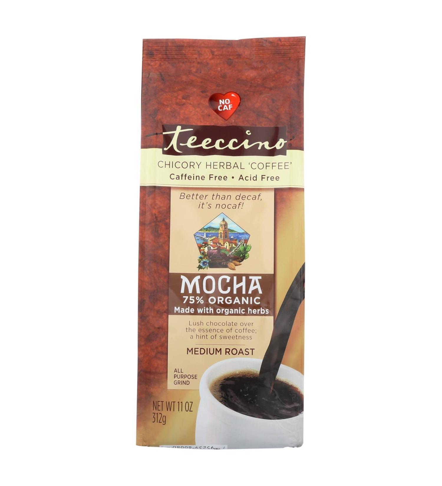 Teeccino Mocha Chicory Herbal Coffee - Caffeine Free Medium Roast, 11 oz - Buy Online on GoSupps.com