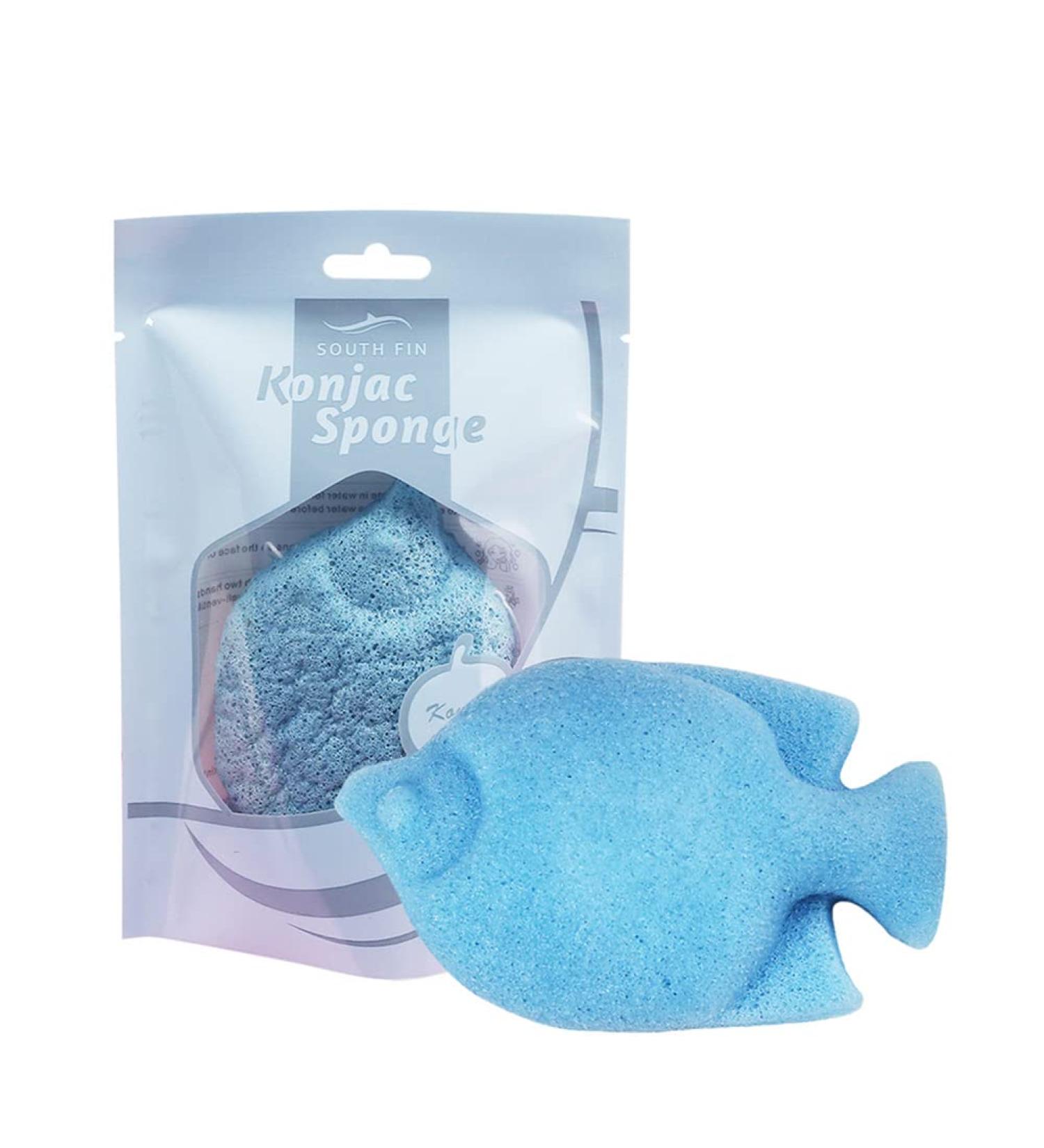Verdant Touch Flutter Fish-Shaped Natural Flutter Face and Body Care Sponges Blue Dry Personal Care Product
