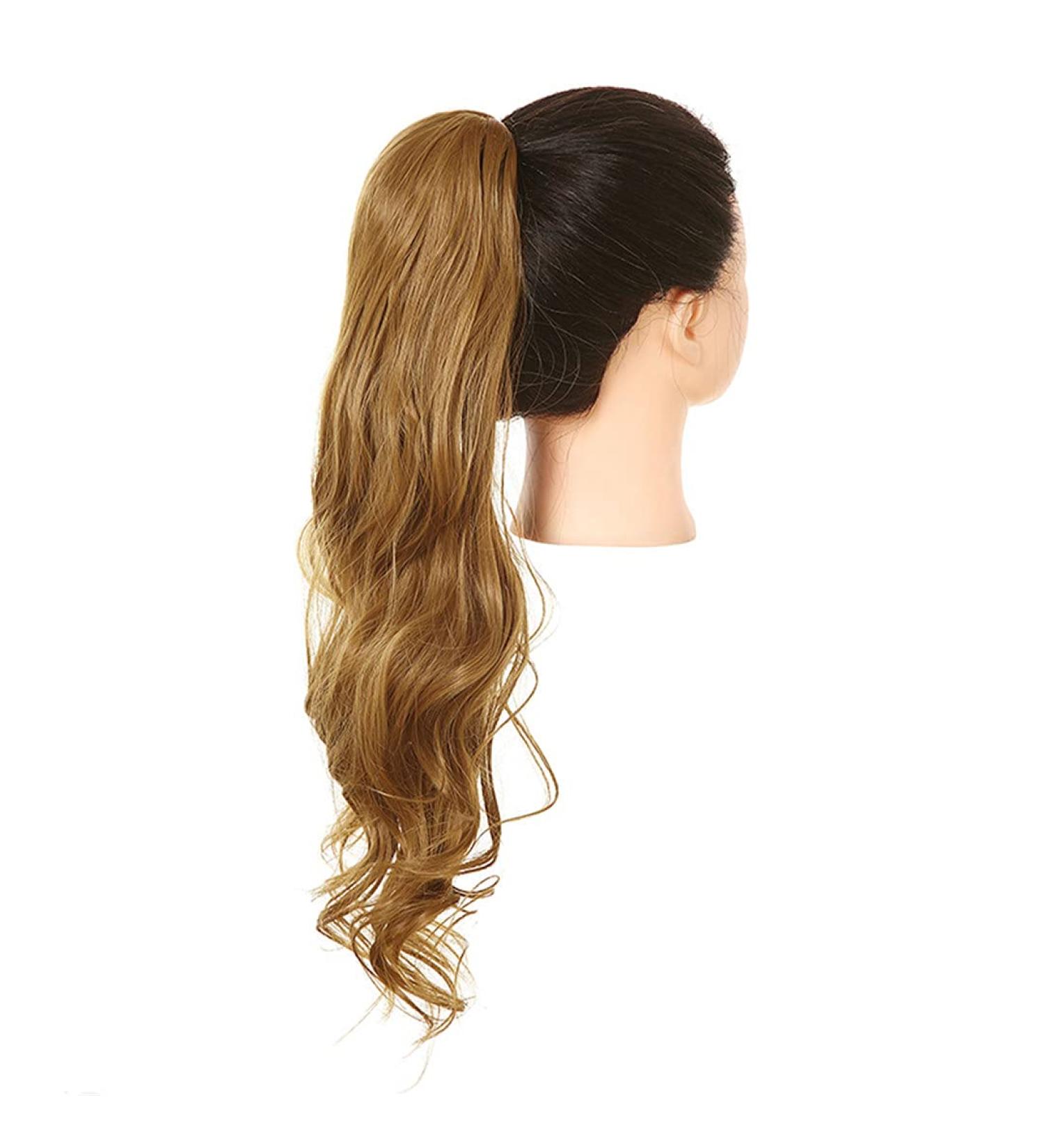 Shop Shadow Curly Hair Ponytail Extensions - 26 Clip-in Synthetic Hairpiece in Blonde Pink & Golden Auburn for Afro Styles - Buy Online on GoSupps.com