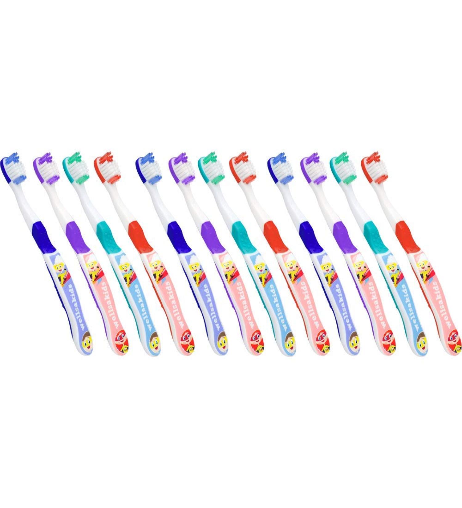 Wellsamed Wellsakids Children's Toothbrush - Pack of 12 for Ages 3-7 | Soft Bristles & Fun Design - Buy Online on GoSupps.com