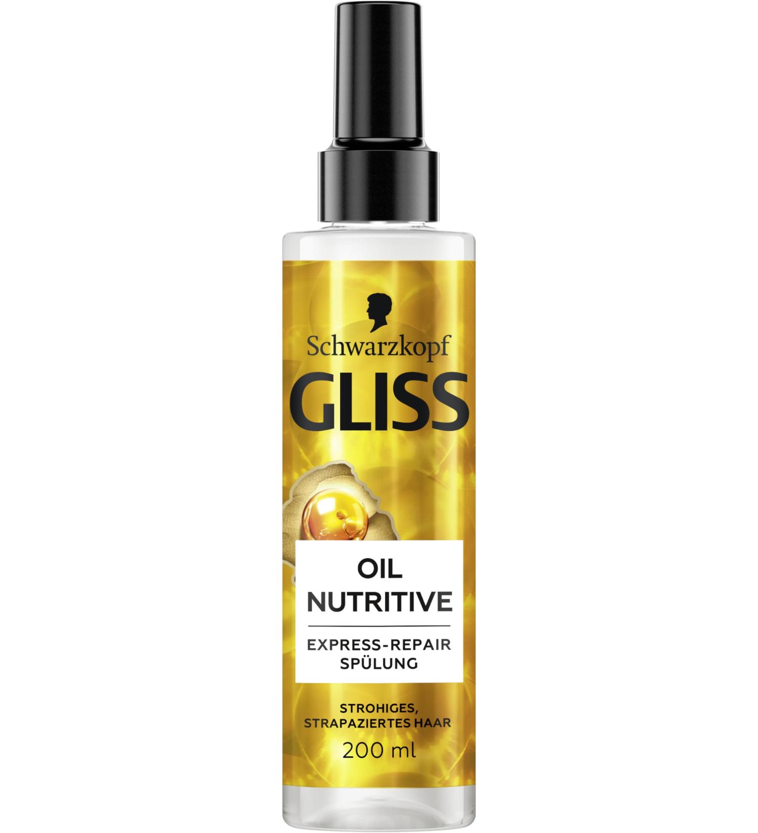 Gliss Oil Nutritive Express Repair Conditioner (200 ml) nourishes damaged and coarse hair with thermal protection up to 230 C - Buy Online on GoSupps.com
