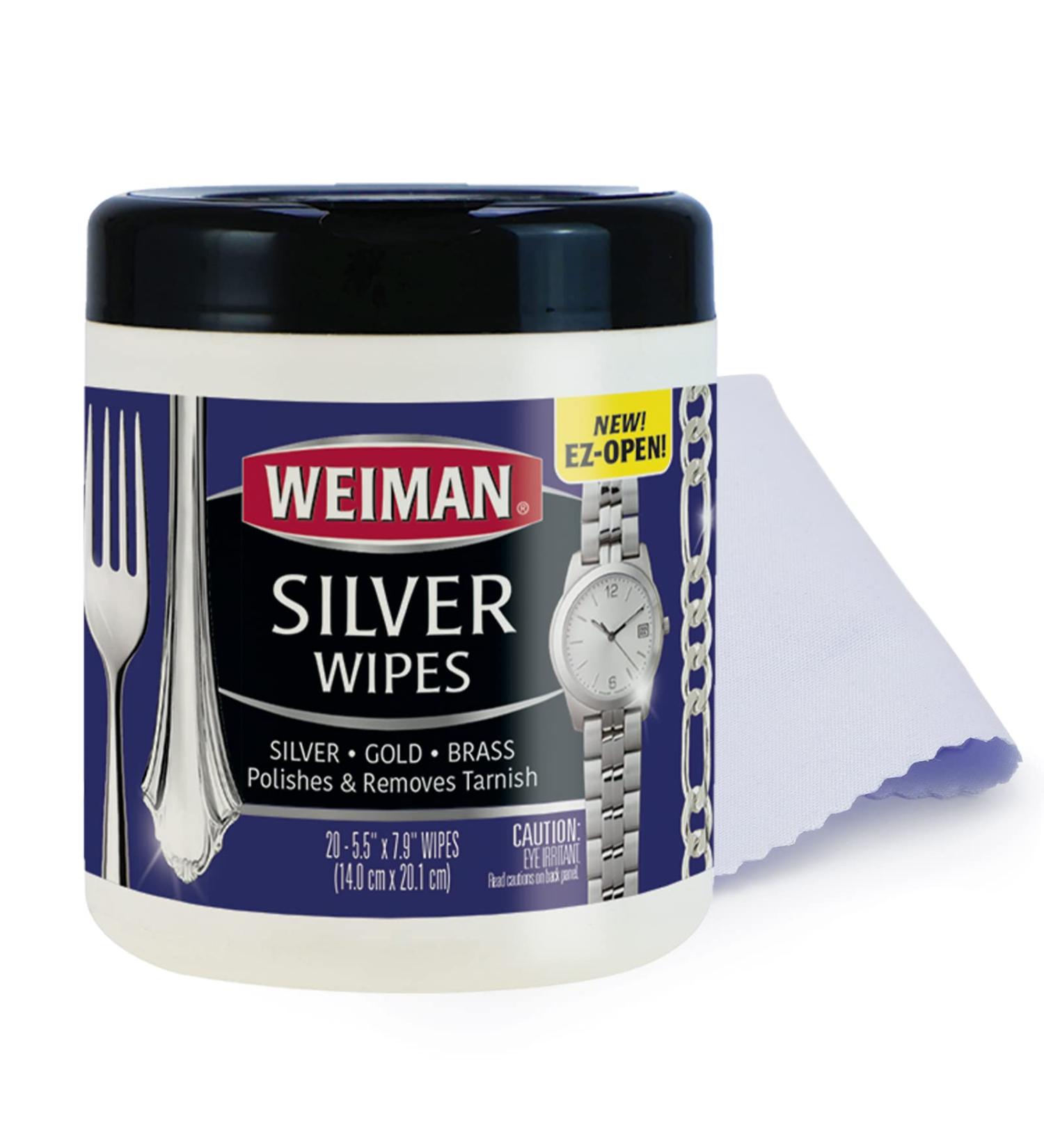 Weiman Jewelry Polish Cleaner and Tarnish Remover Wipes - 20 Count with Polishing Cloth - Use on Silver Jewelry Antique Silver Gold Brass Copper and Aluminum - Buy Online on GoSupps.com