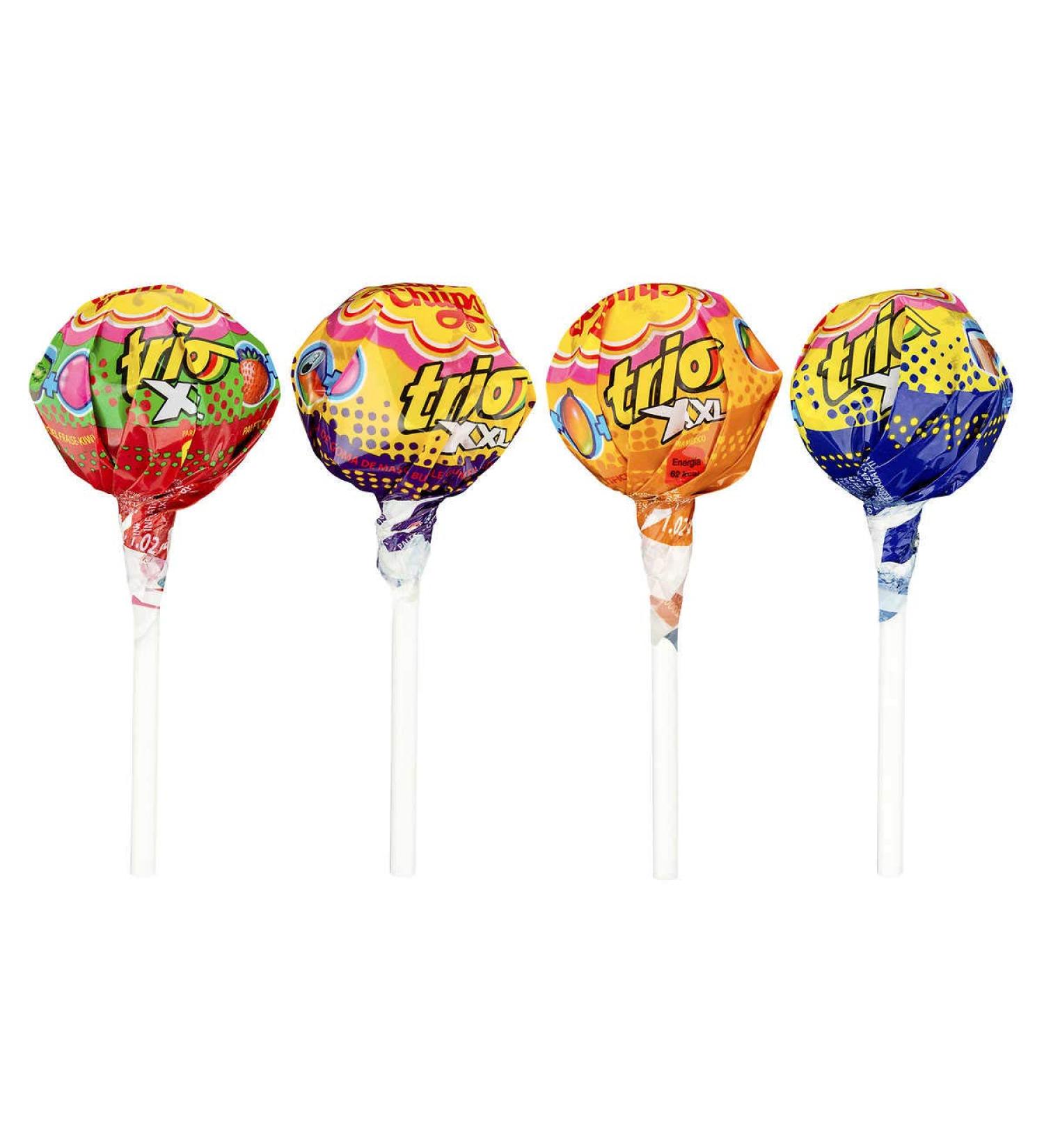 Chupa Chups - XXL Trio 3 Flavours in 1 Pack of 12 (Net Weight 348g)