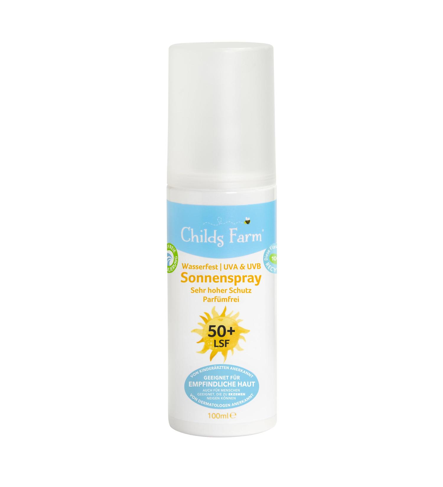 Childs Farm SPF 50+ Sun Protection Spray for Children & Babies - Waterproof UVA/UVB Protection 100ml Ideal for Sensitive Skin & Eczema - Buy Online on GoSupps.com