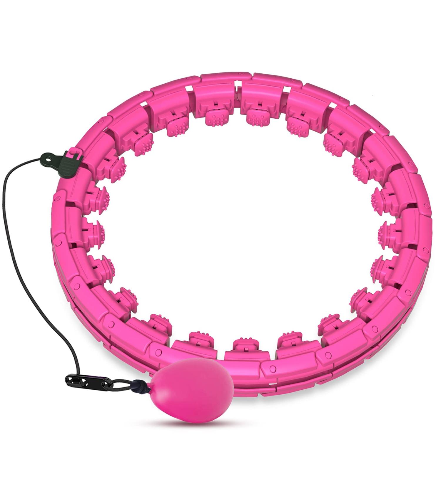 Brebon Weighted Hoola Exercise Fit Hoops Plus Size - 2 in 1 Weight Loss & Abdomen Fitness Equipment - 24 Detachable Knots - Adjustable Auto-Spinning Ball - Pink - Buy Online on GoSupps.com