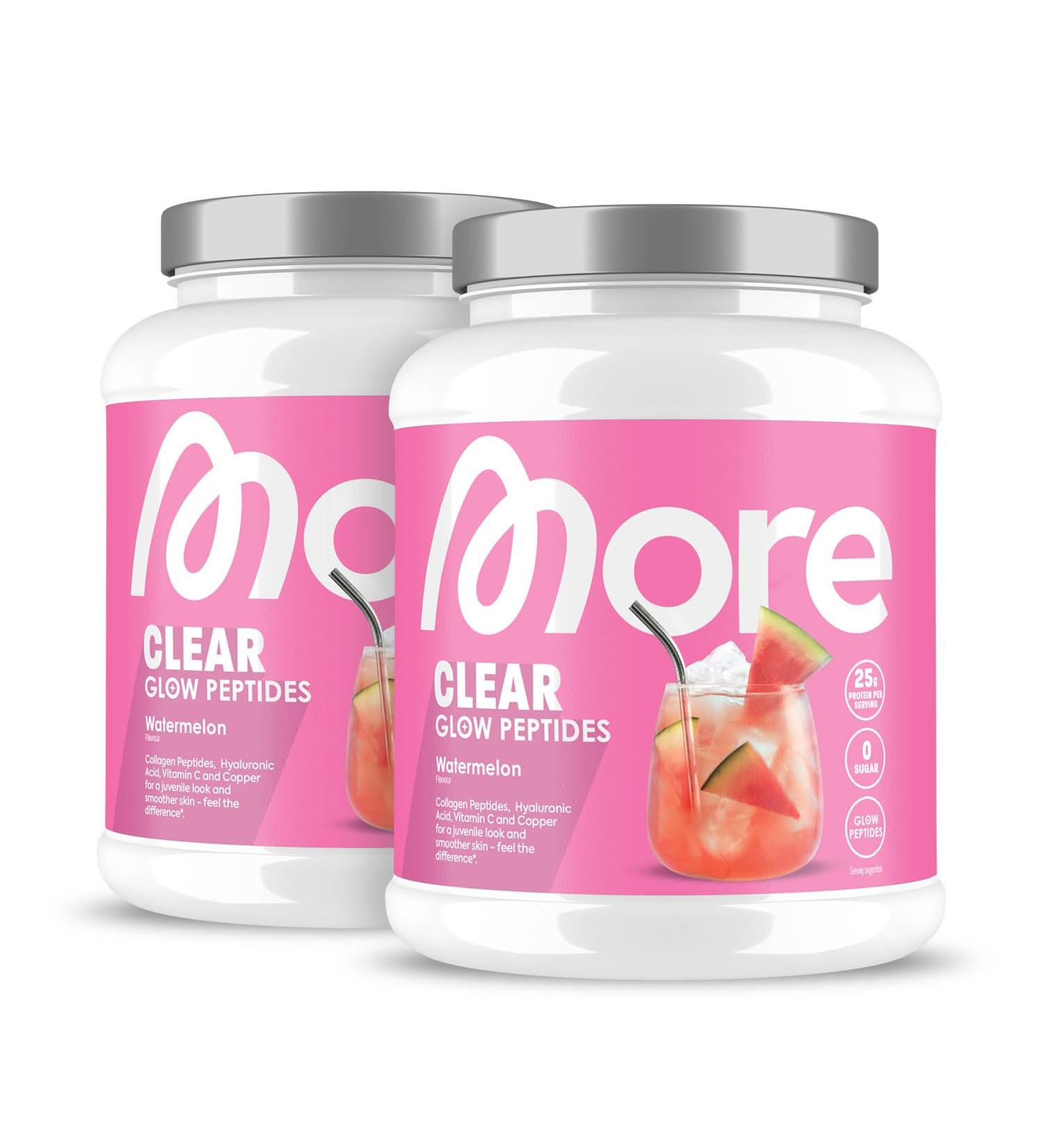MORE NUTRITION More Clear Glow Peptides Watermelon 2 x 600 g Clear Whey with Collagen 2 x Watermelon
