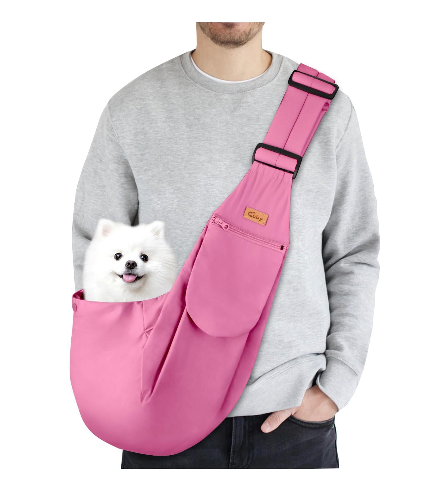 Buy Cuby Dog Carrier Pocket Adjustable Sling for Small & Medium Dogs Cat Pocket with Kifcos Shoulder Strap Safety Belt for Walks - Stylish & Functional - Buy Online on GoSupps.com