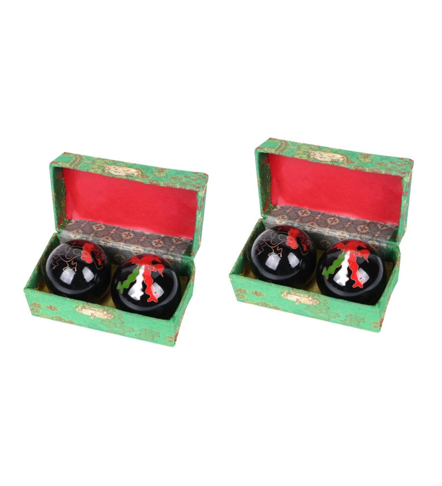 Magiclulu Chinese Massage Balls - 4 Pcs Baoding Balls for Health & Meditation - Fitness & Relaxation in Brocade Box - Buy Online on GoSupps.com