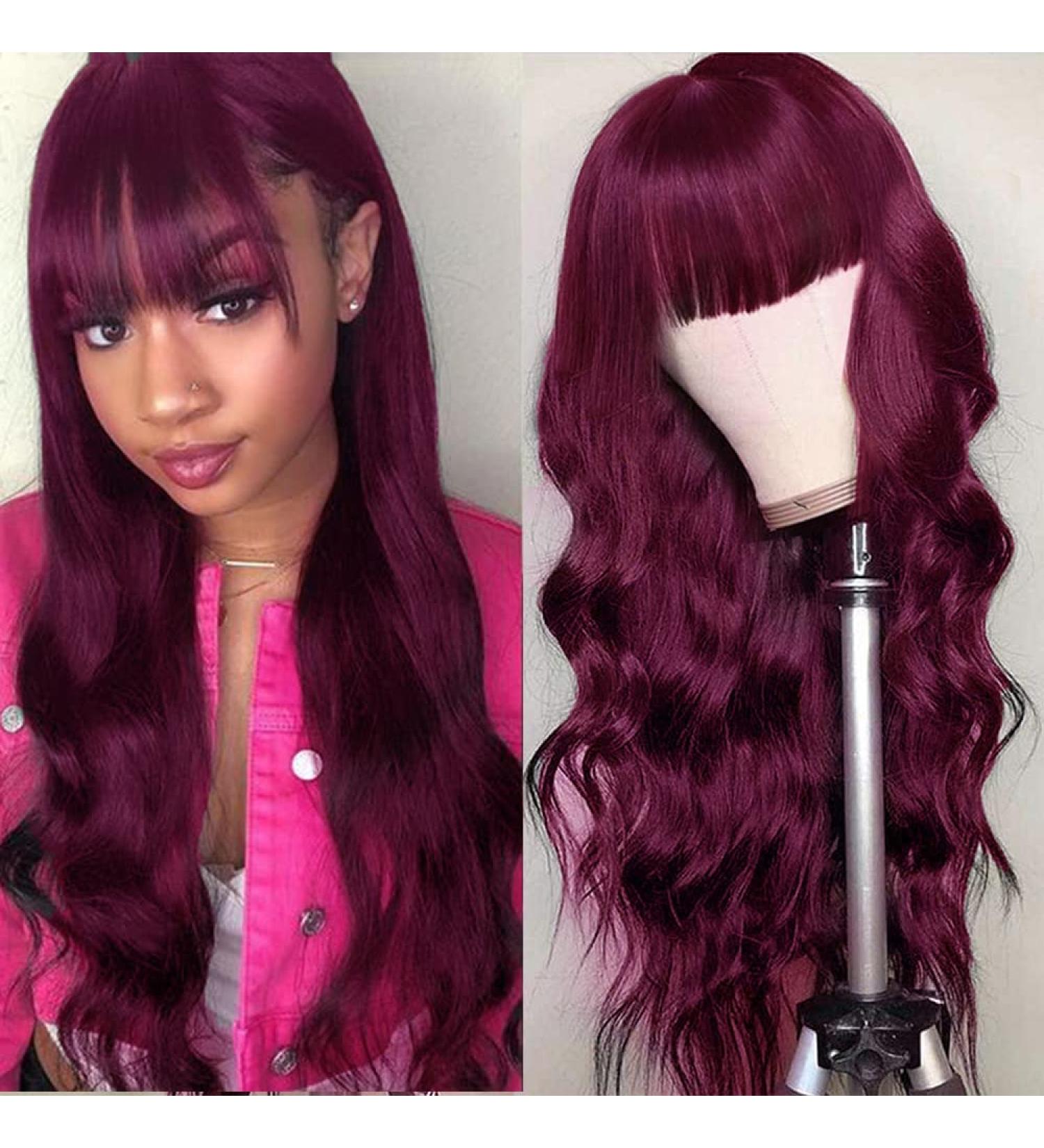 99J Body Wave Wig with Bangs - 18 Virgin Brazilian Human Hair, 180% Density, Glueless for Black Women - Buy Online on GoSupps.com