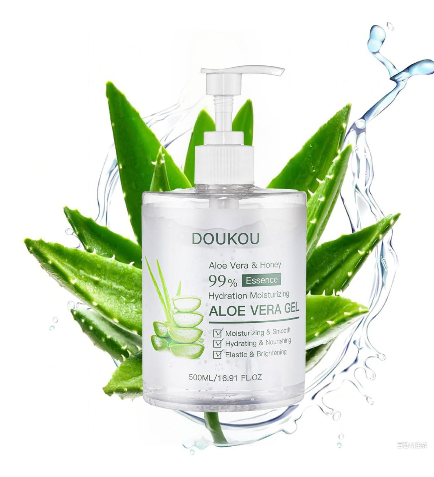 DOUKOU Aloe Vera Gel Aloe Soothing Gel with Honey Extract 99% Freshly Cut For Face Scalp Skin Hair Hydrating Moisturizing Moisturizer Sun Exposed Skin Soothing After Sun Care 16.91oz - Buy Online on GoSupps.com
