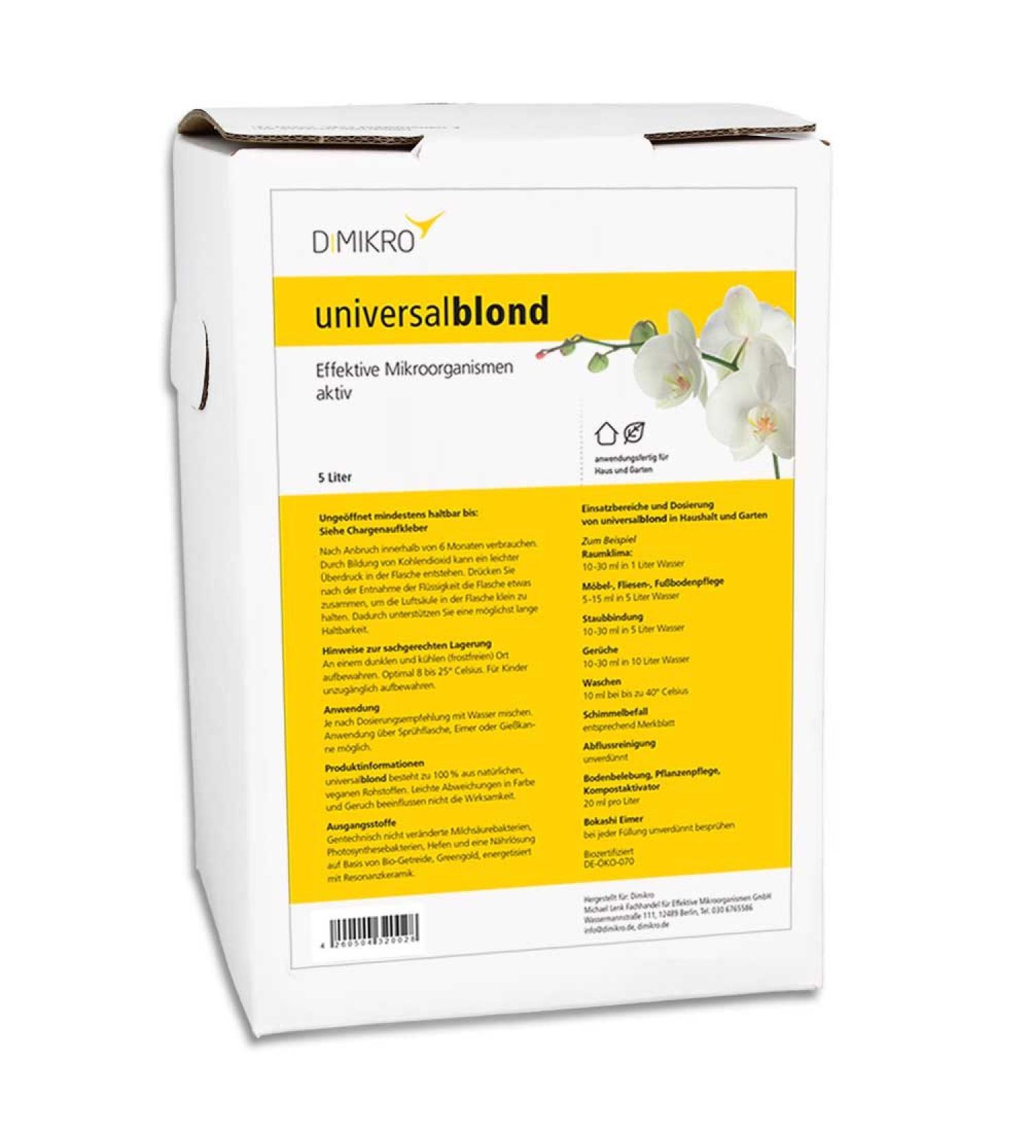 Effective microorganisms active universal blonde - EMA - EM active - dimikro - ready for use for the household - e.g. cleaner washing additive - vegan & natural (5 liters)