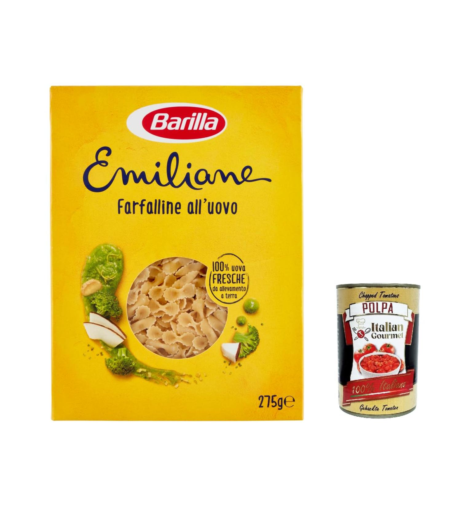  Italian Gourmet E.R. Uovo Le Emiliane Farfalline Pack of 20 Egg Pasta 275g + Italian Gourmet Polpa 400g - Buy Online on GoSupps.com