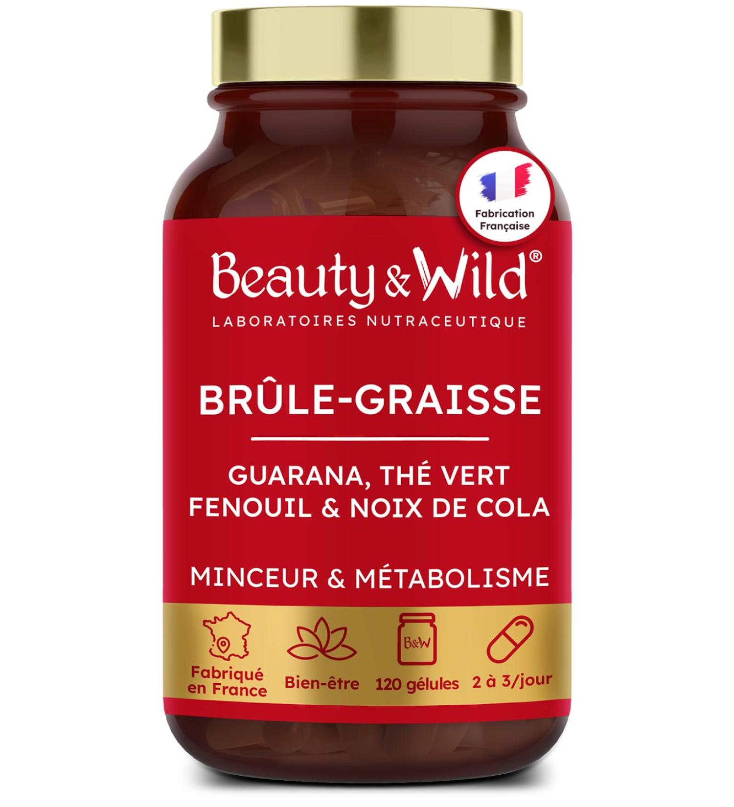 Bruleur de Graisse Puissant Formule Minceur avec Guarana Th Vert Coupe Faim Naturel Compl ment Perte de Poids Cure de 1 mois 120 G lules Fabriqu en France Laboratoires Beauty&Wild - Buy Online on GoSupps.com