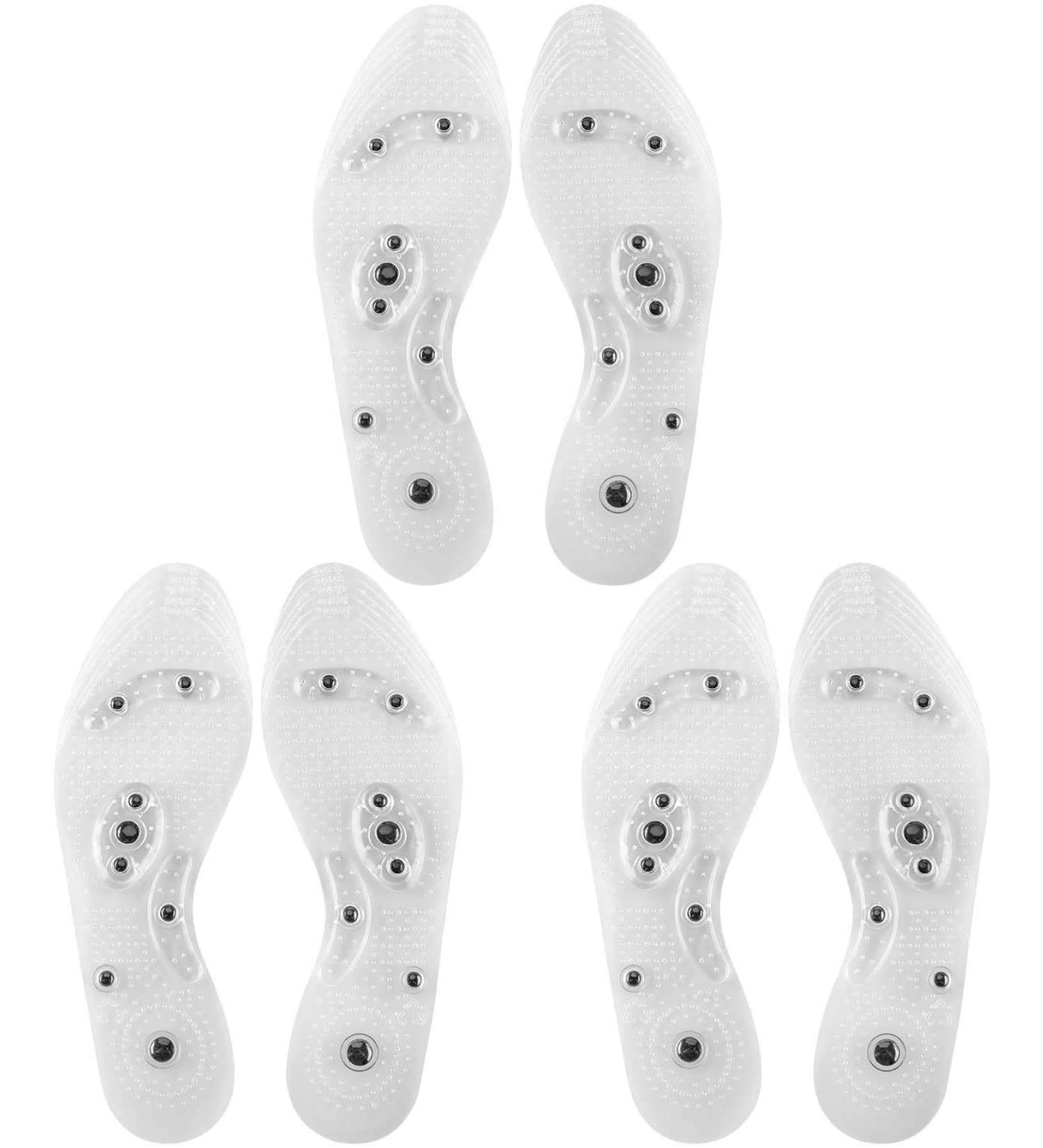 Acupressure Magnetic Massage Insoles - Pain Relief Therapy for Foot Reflexology - 3 Pairs Transparent Shoe-pad Inserts (US M 7-9 W 8-10) - Buy Online on GoSupps.com